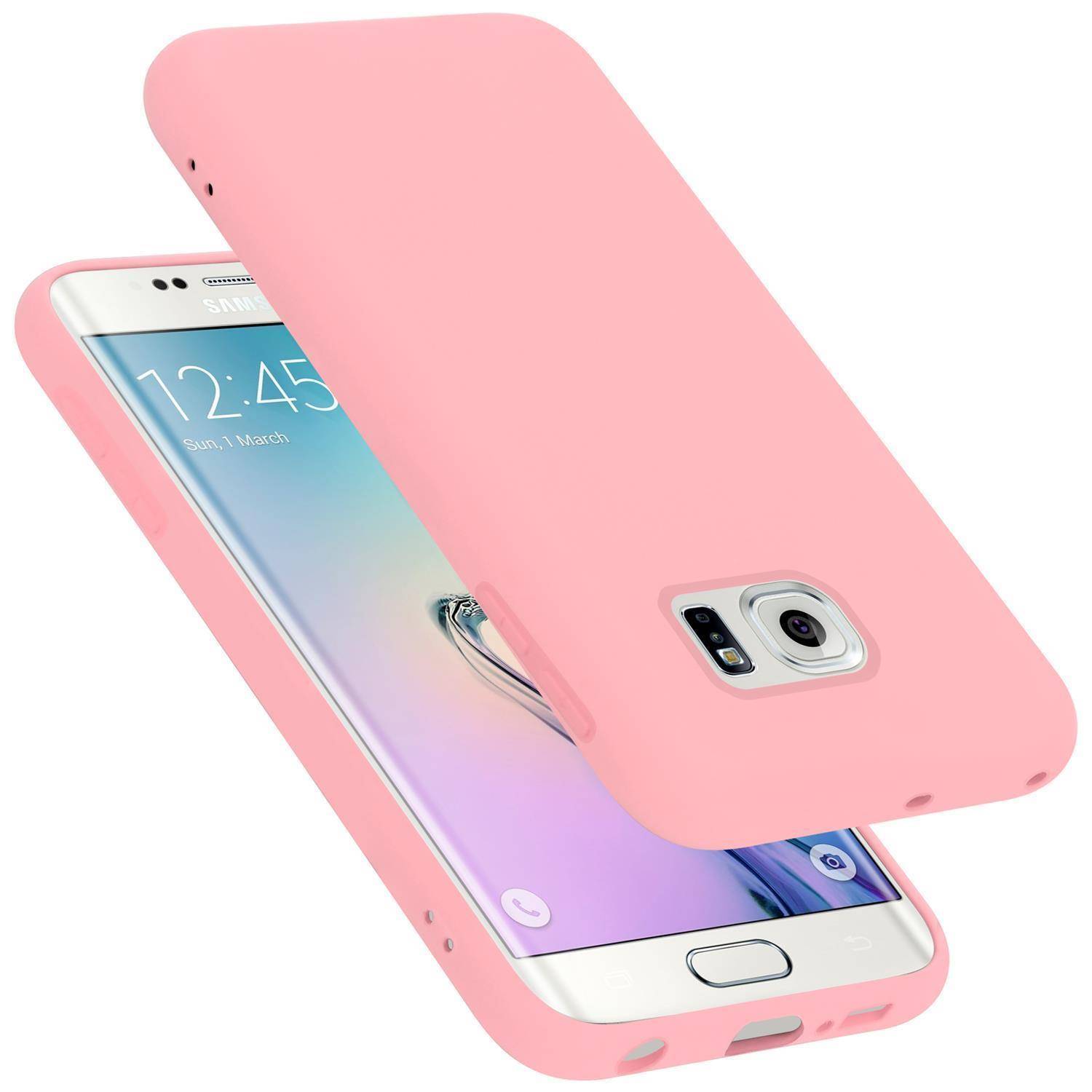 Cadorabo Schutzhülle für Samsung Galaxy S6 EDGE Hülle in Rosa Handyhülle Case Cover TPU Etui