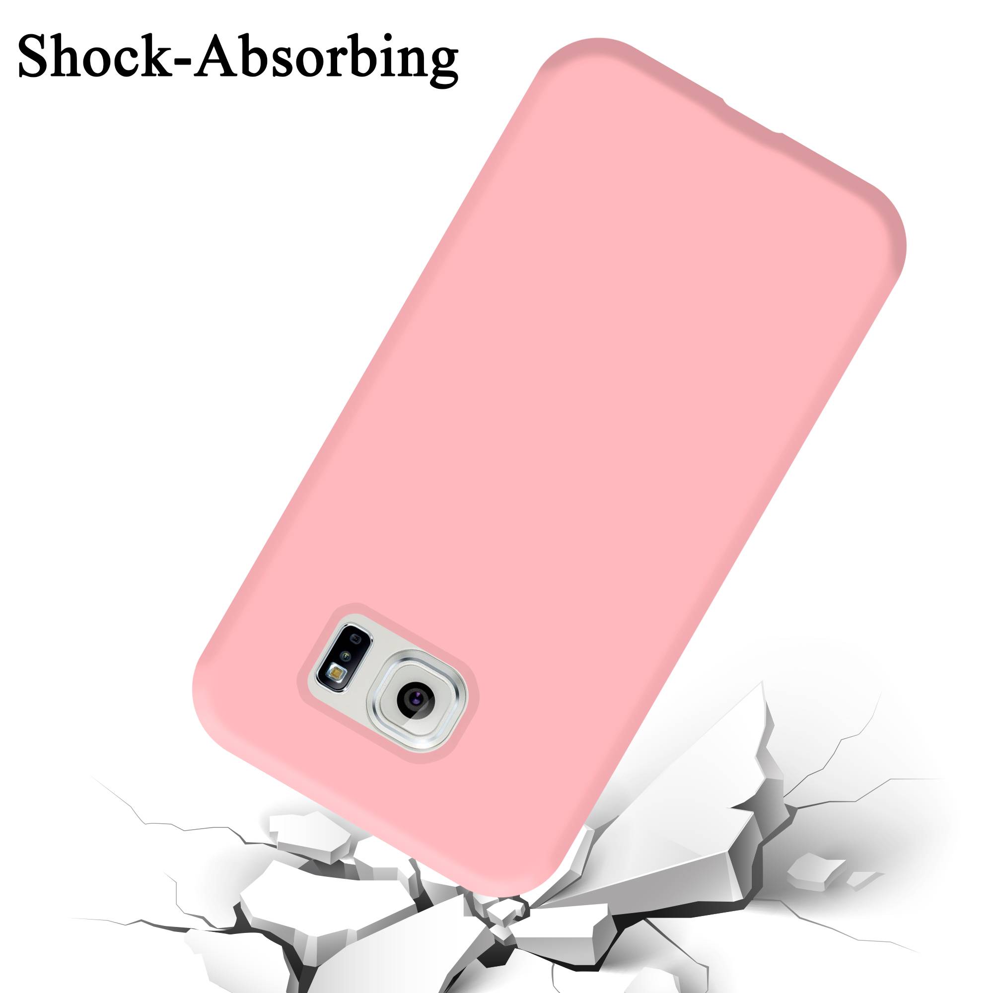 Cadorabo Schutzhülle für Samsung Galaxy S6 EDGE Hülle in Rosa Handyhülle Case Cover TPU Etui