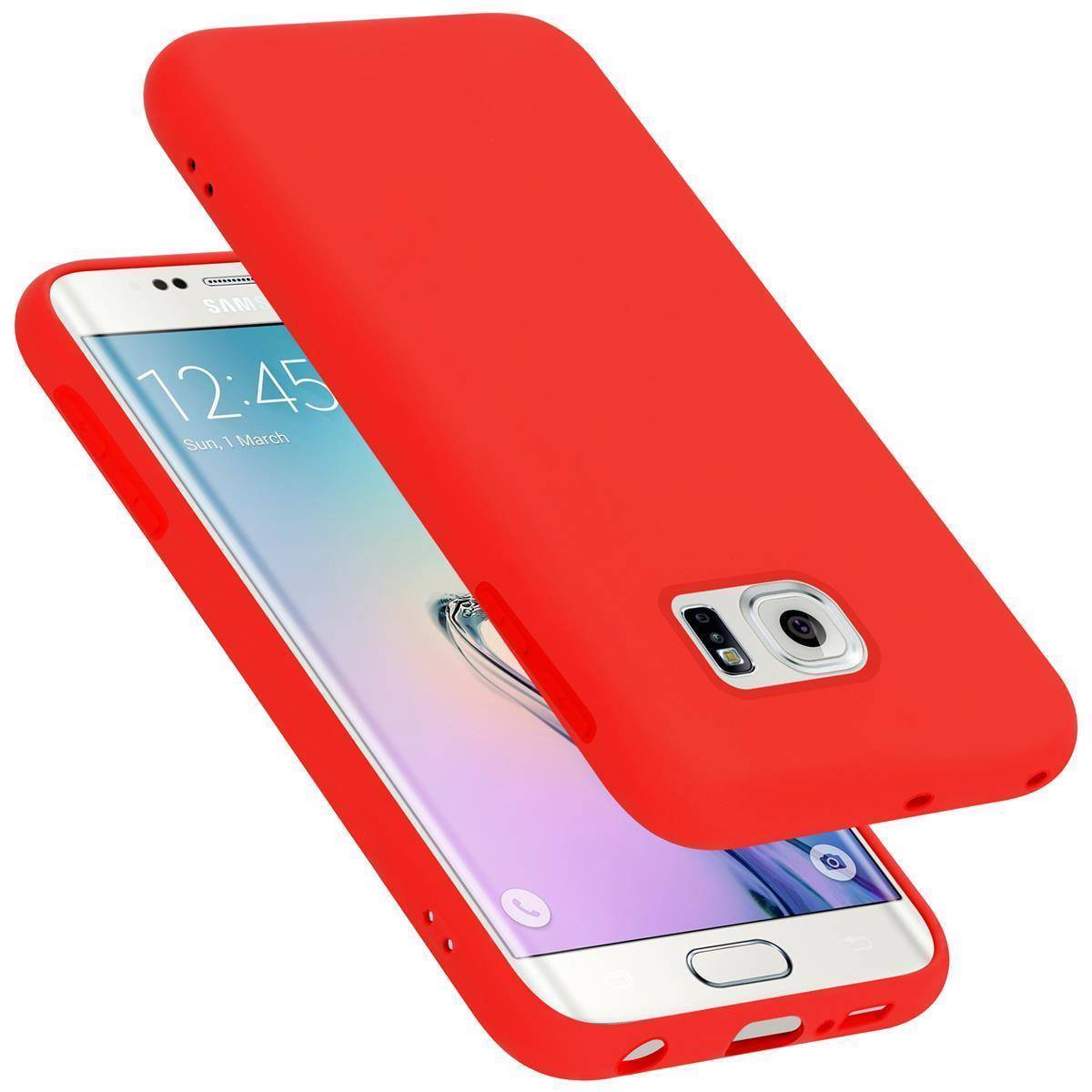 Cadorabo Schutzhülle für Samsung Galaxy S6 EDGE Hülle in Rot Handyhülle Case Cover TPU Etui