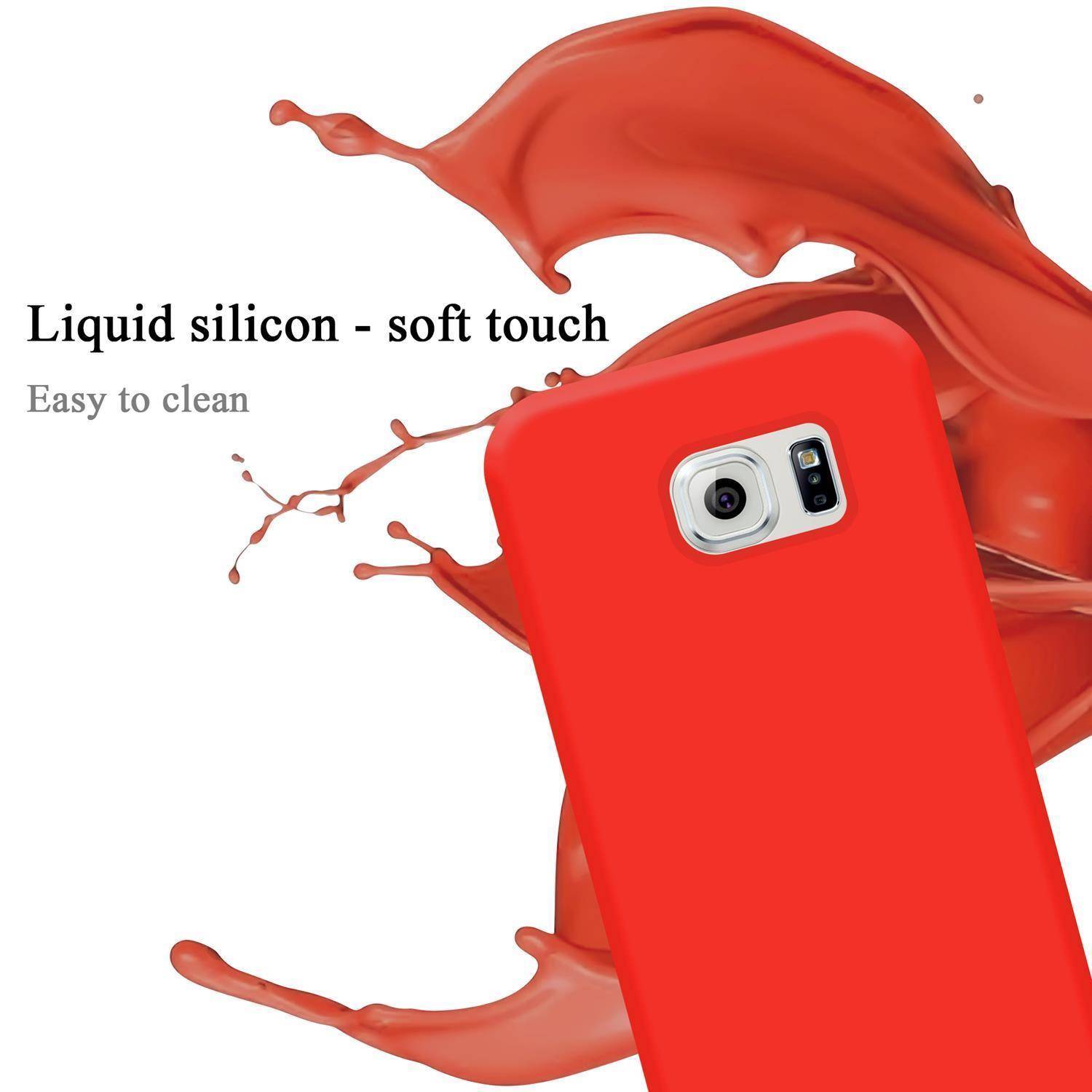 Cadorabo Schutzhülle für Samsung Galaxy S6 EDGE Hülle in Rot Handyhülle Case Cover TPU Etui