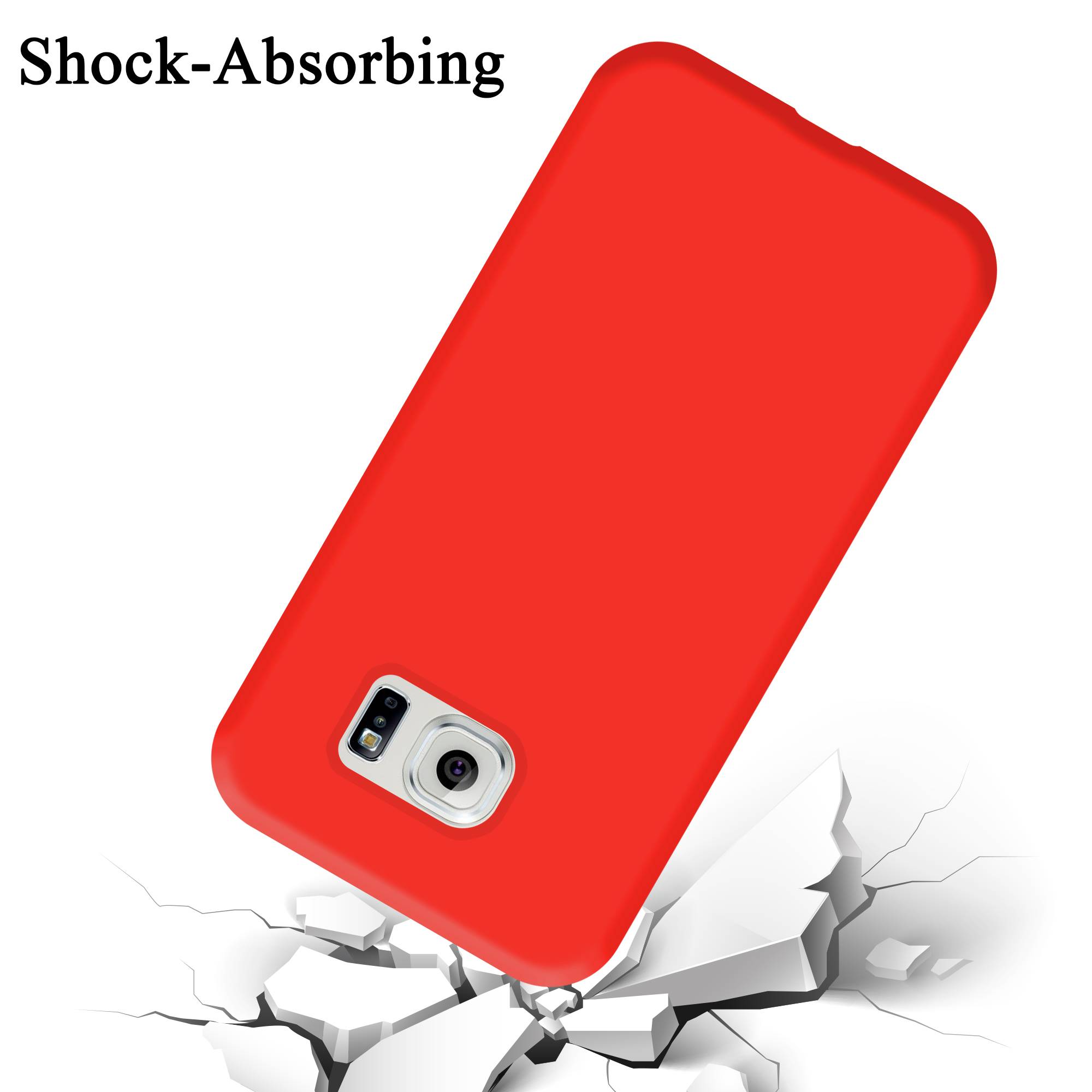 Cadorabo Schutzhülle für Samsung Galaxy S6 EDGE Hülle in Rot Handyhülle Case Cover TPU Etui