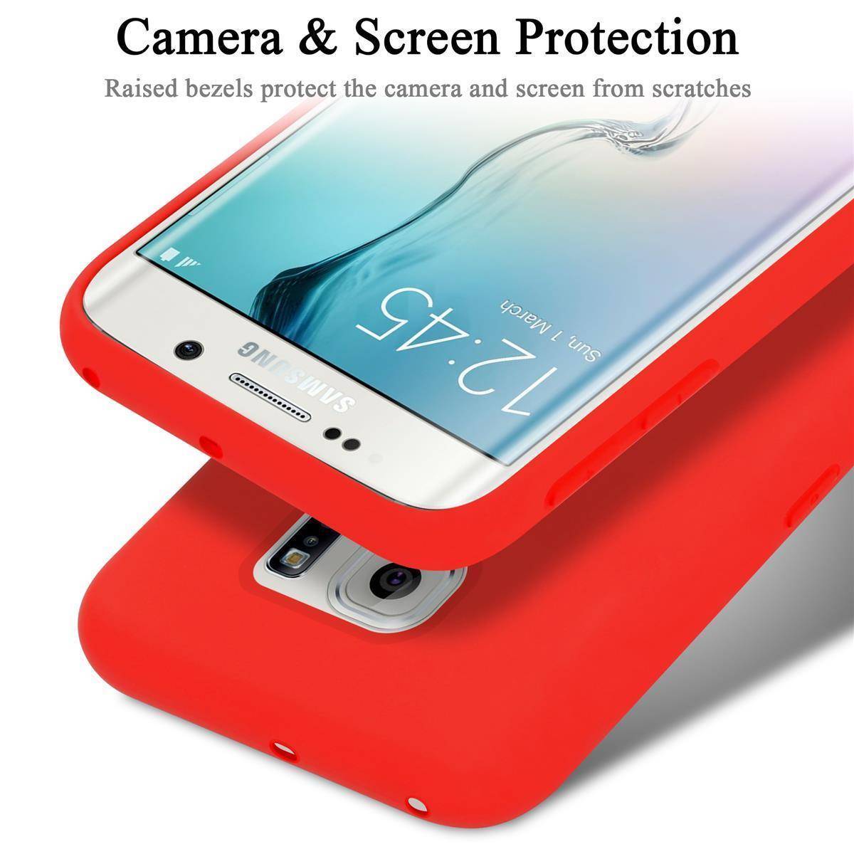 Cadorabo Schutzhülle für Samsung Galaxy S6 EDGE Hülle in Rot Handyhülle Case Cover TPU Etui