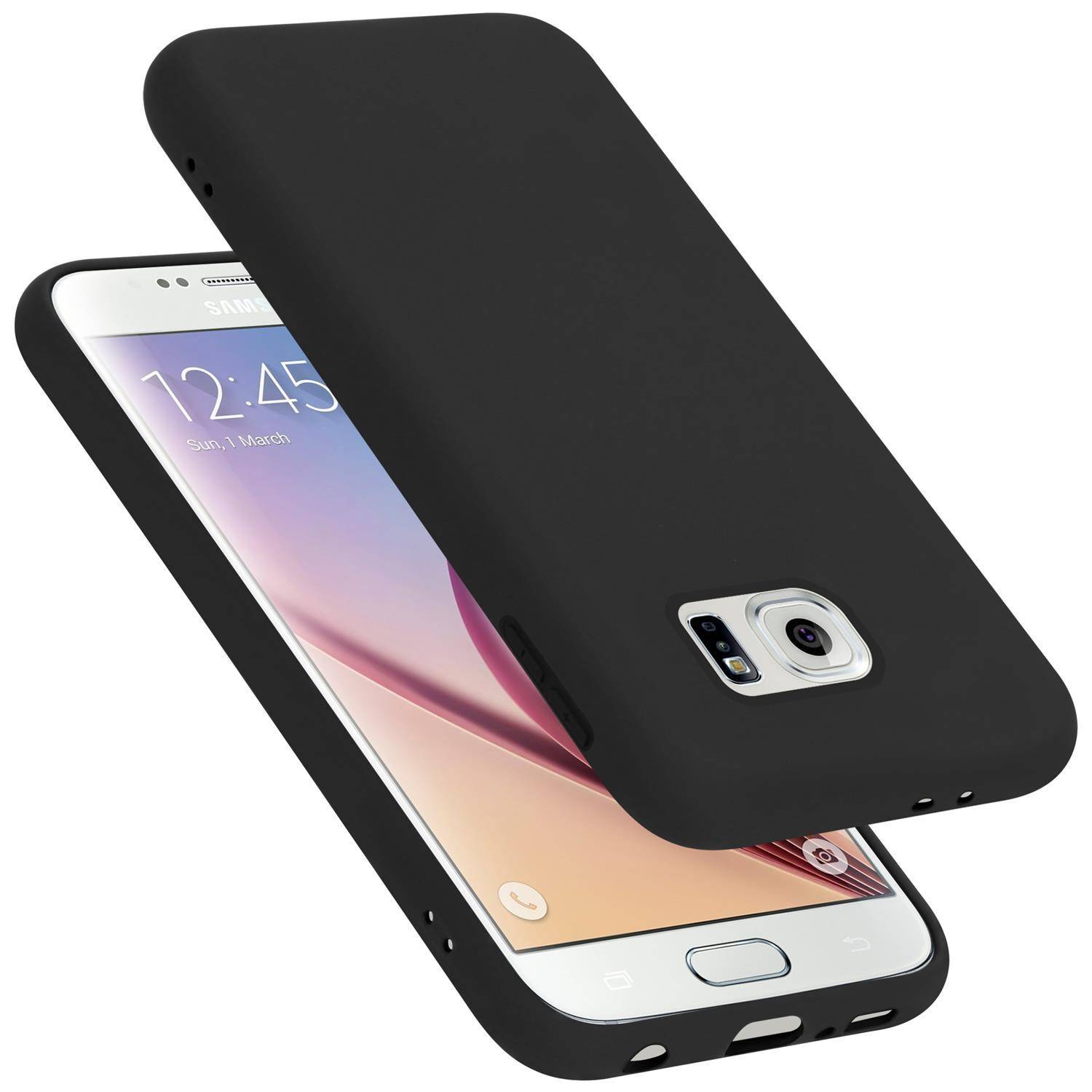 Cadorabo Schutzhülle für Samsung Galaxy S6 Hülle in Schwarz Handyhülle Case Cover TPU Etui