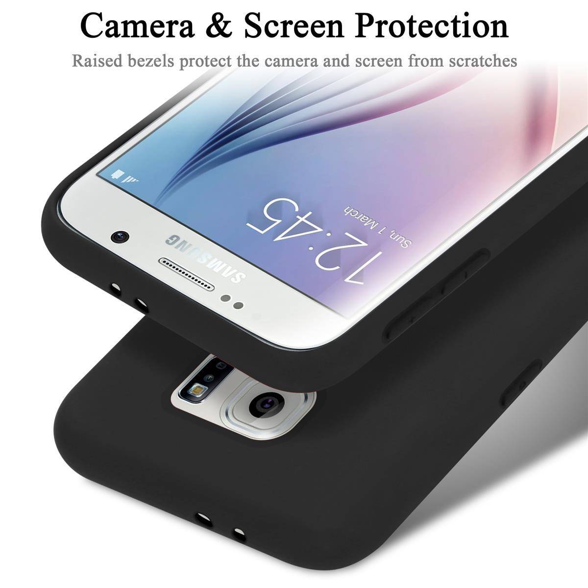 Cadorabo Schutzhülle für Samsung Galaxy S6 Hülle in Schwarz Handyhülle Case Cover TPU Etui