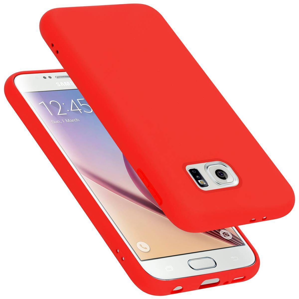 Cadorabo Schutzhülle für Samsung Galaxy S6 Hülle in Rot Handyhülle Case Cover TPU Etui