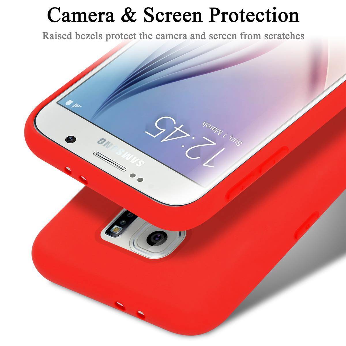 Cadorabo Schutzhülle für Samsung Galaxy S6 Hülle in Rot Handyhülle Case Cover TPU Etui