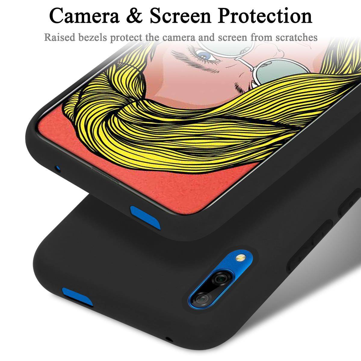 Cadorabo Schutzhülle für Honor 10 LITE / Huawei P SMART 2019 Hülle in Schwarz Handyhülle Case Cover TPU Etui