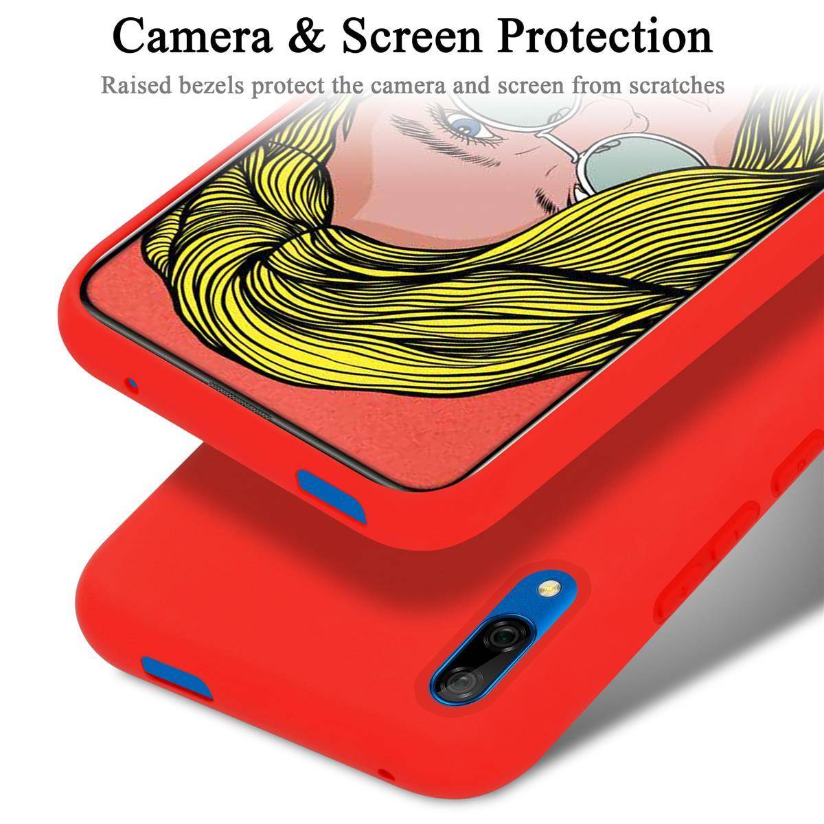 Cadorabo Schutzhülle für Honor 10 LITE / Huawei P SMART 2019 Hülle in Rot Handyhülle Case Cover TPU Etui