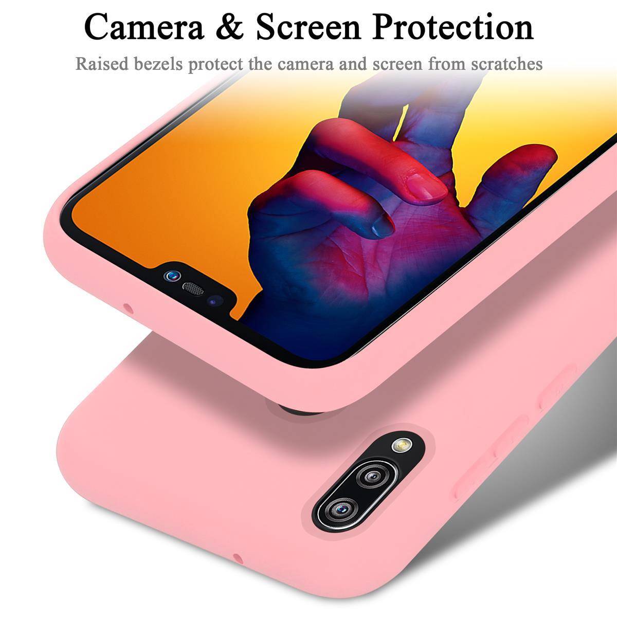 Cadorabo Schutzhülle für Huawei P20 LITE 2018 / NOVA 3E Hülle in Rosa Handyhülle Case Cover TPU Etui