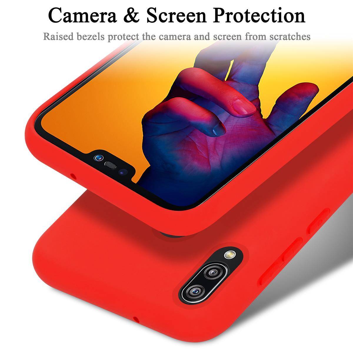 Cadorabo Schutzhülle für Huawei P20 LITE 2018 / NOVA 3E Hülle in Rot Handyhülle Case Cover TPU Etui