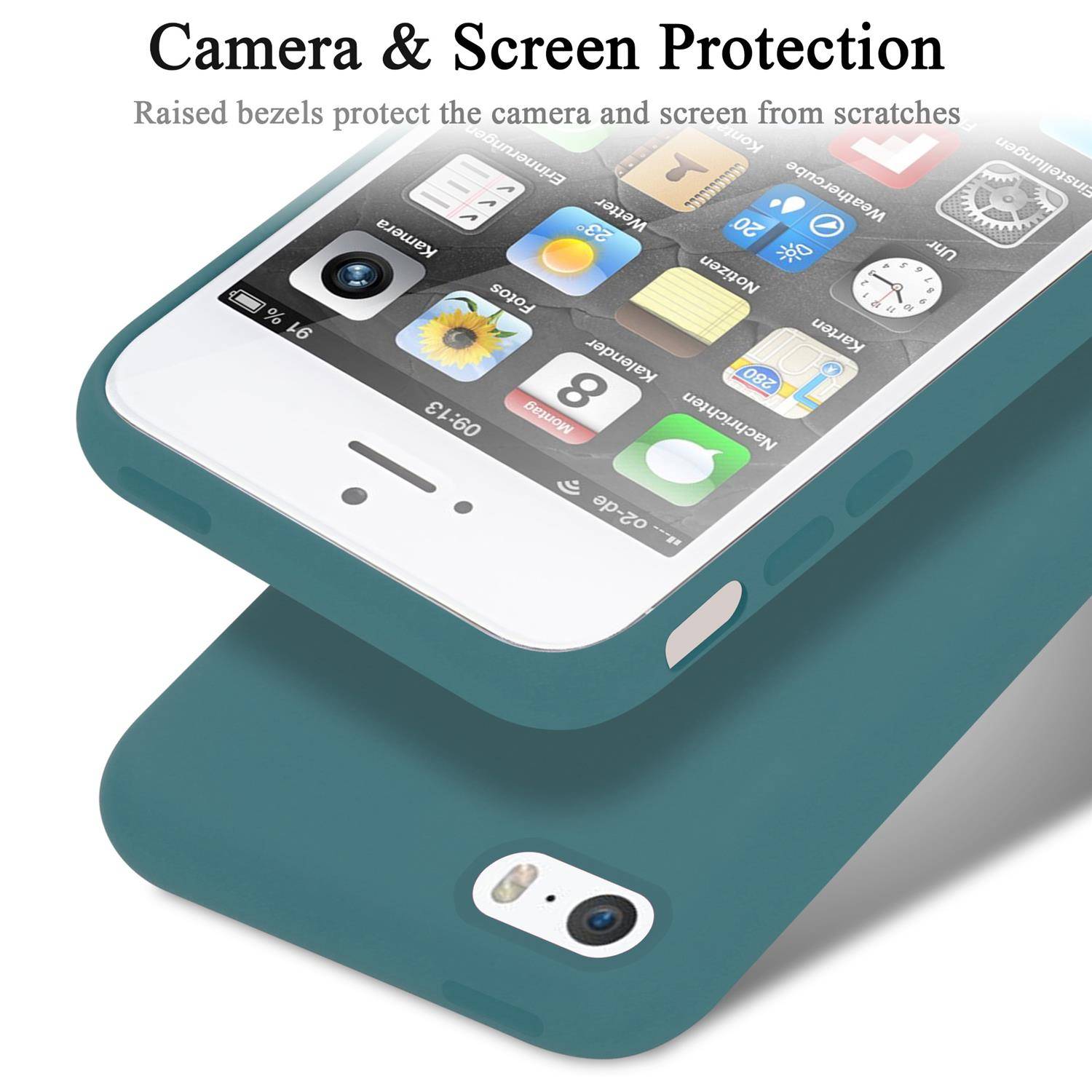 Cadorabo Schutzhülle für Apple iPhone 5 / 5S / SE 2016 Hülle in Grün Handyhülle Case Cover TPU Etui