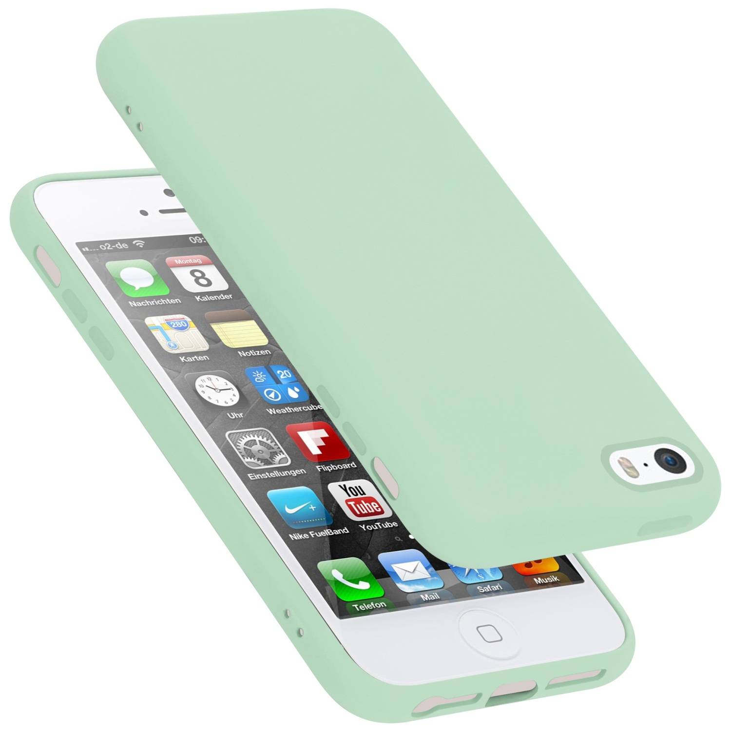 Cadorabo Schutzhülle für Apple iPhone 5 / 5S / SE 2016 Hülle in Grün Handyhülle Case Cover TPU Etui