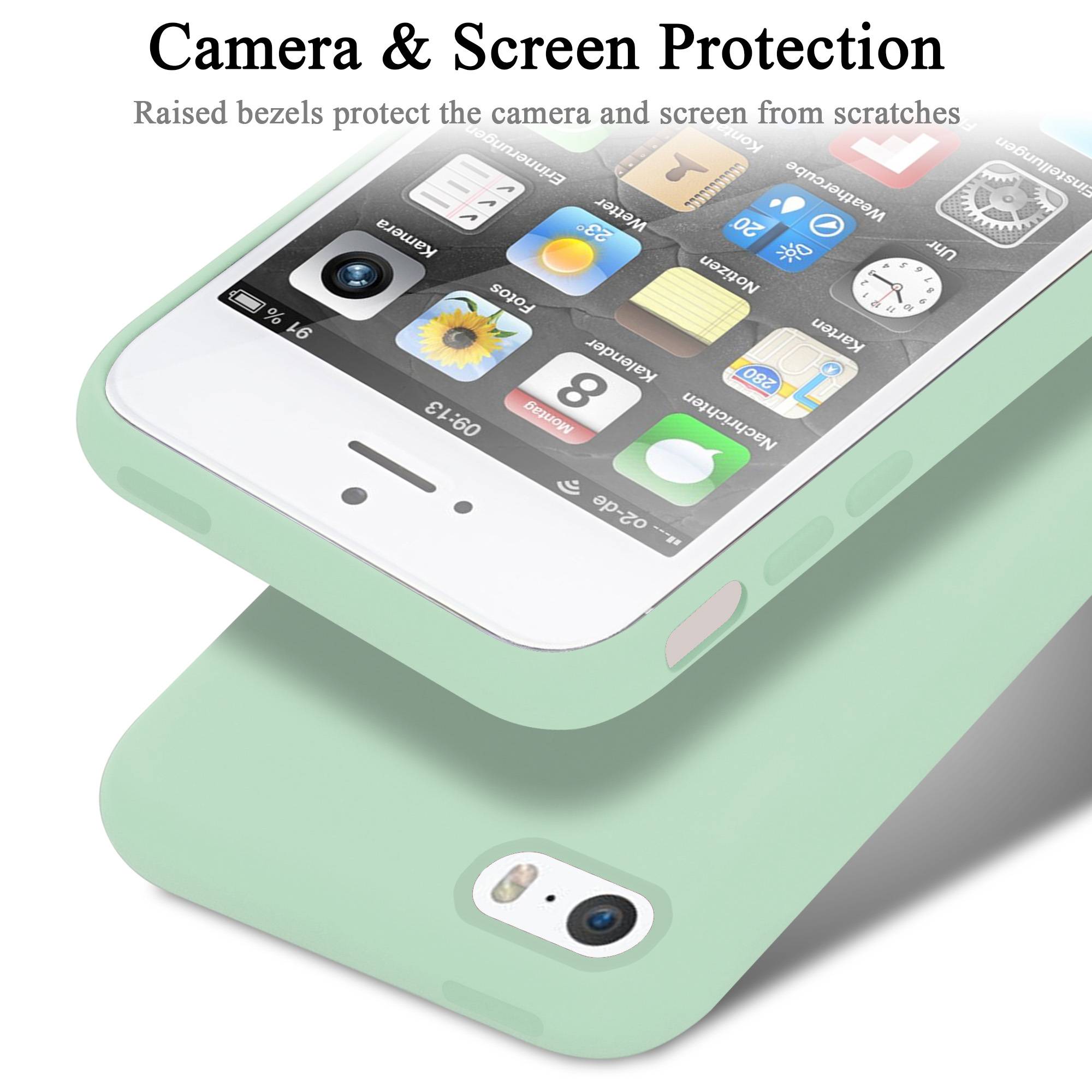 Cadorabo Schutzhülle für Apple iPhone 5 / 5S / SE 2016 Hülle in Grün Handyhülle Case Cover TPU Etui