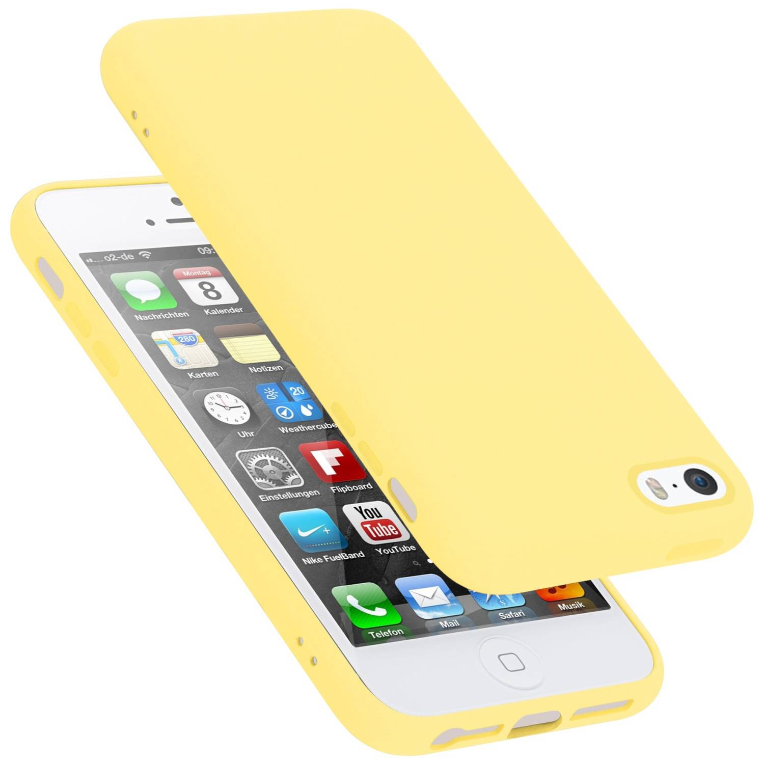 Cadorabo Schutzhülle für Apple iPhone 5 / 5S / SE 2016 Hülle in Gelb Handyhülle Case Cover TPU Etui