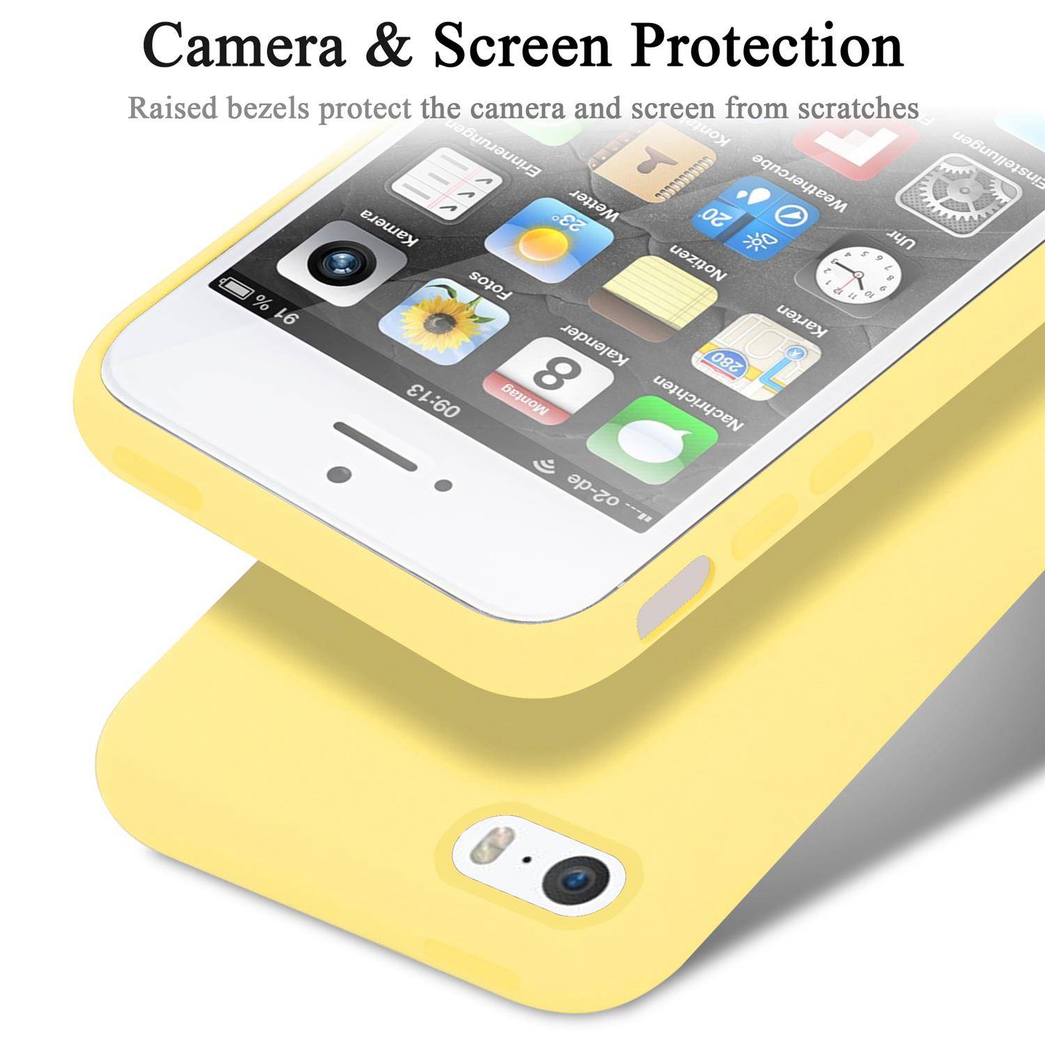 Cadorabo Schutzhülle für Apple iPhone 5 / 5S / SE 2016 Hülle in Gelb Handyhülle Case Cover TPU Etui