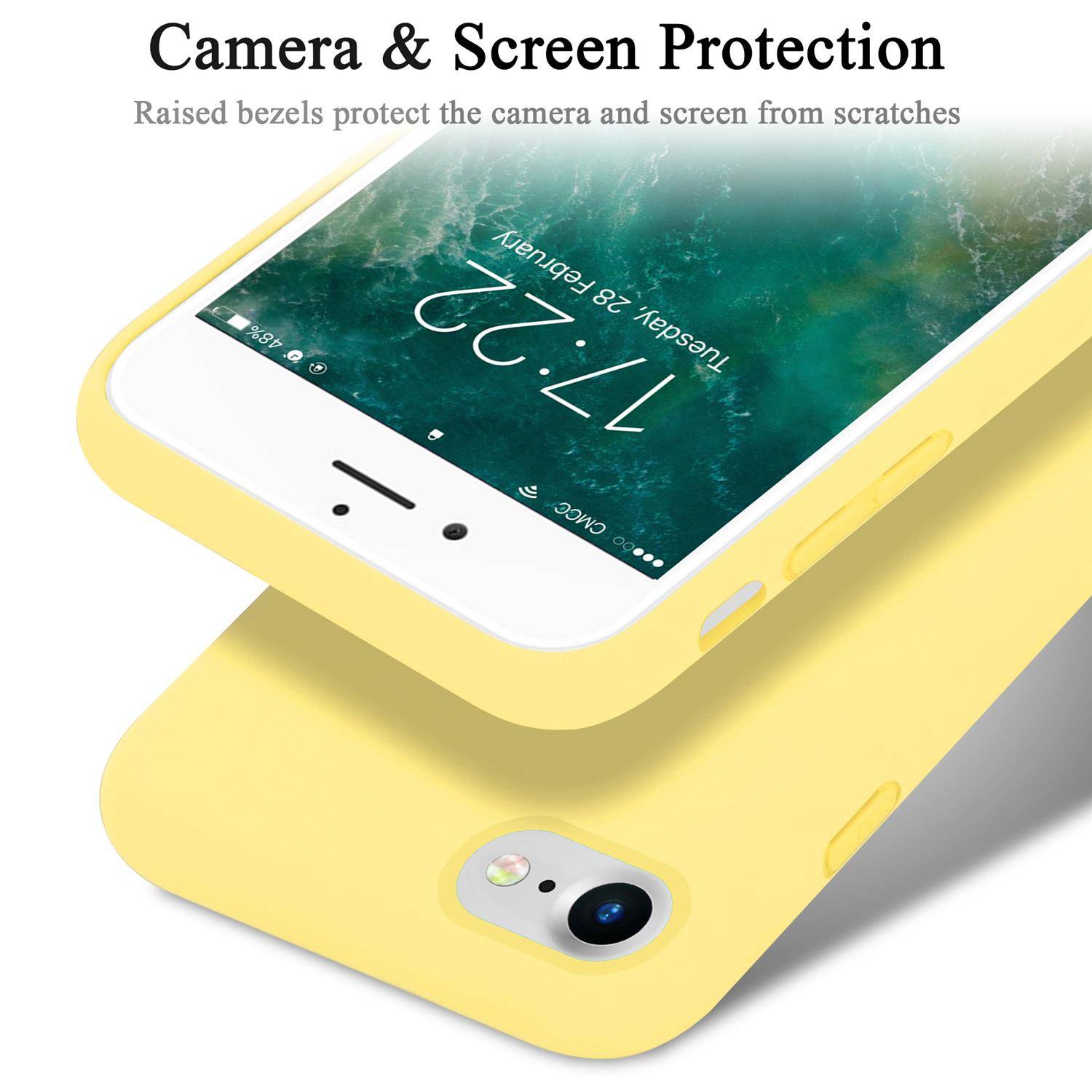 Cadorabo Schutzhülle für Apple iPhone 7 / 7S / 8 / SE 2020 Hülle in Gelb Handyhülle Case Cover TPU Etui