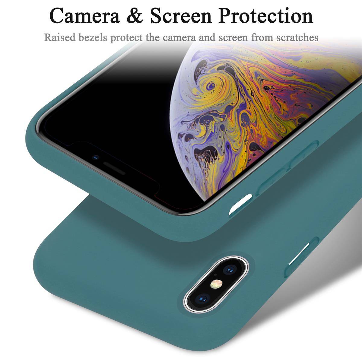 Cadorabo Schutzhülle für Apple iPhone X / XS Hülle in Grün Handyhülle Case Cover TPU Etui