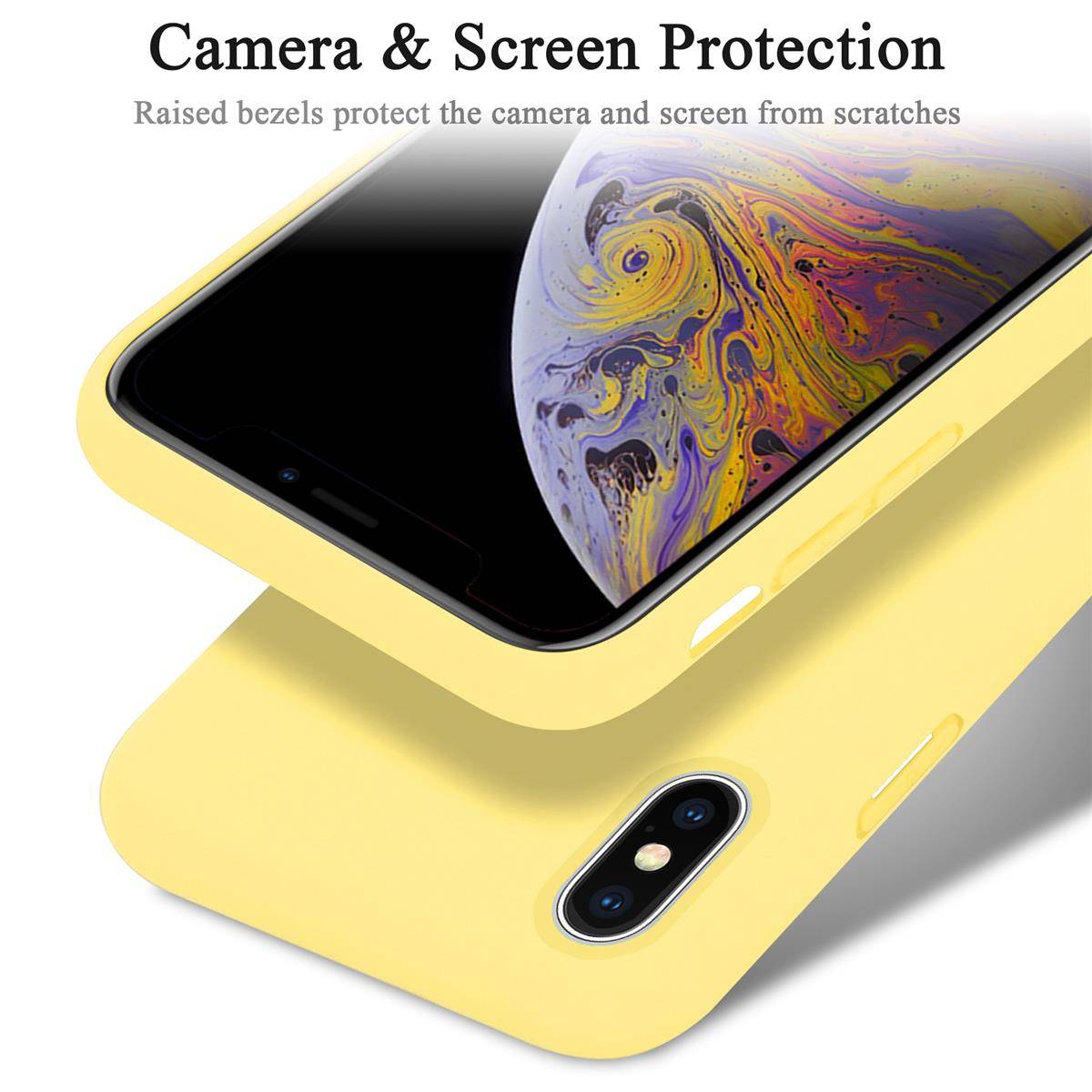 Cadorabo Schutzhülle für Apple iPhone X / XS Hülle in Gelb Handyhülle Case Cover TPU Etui