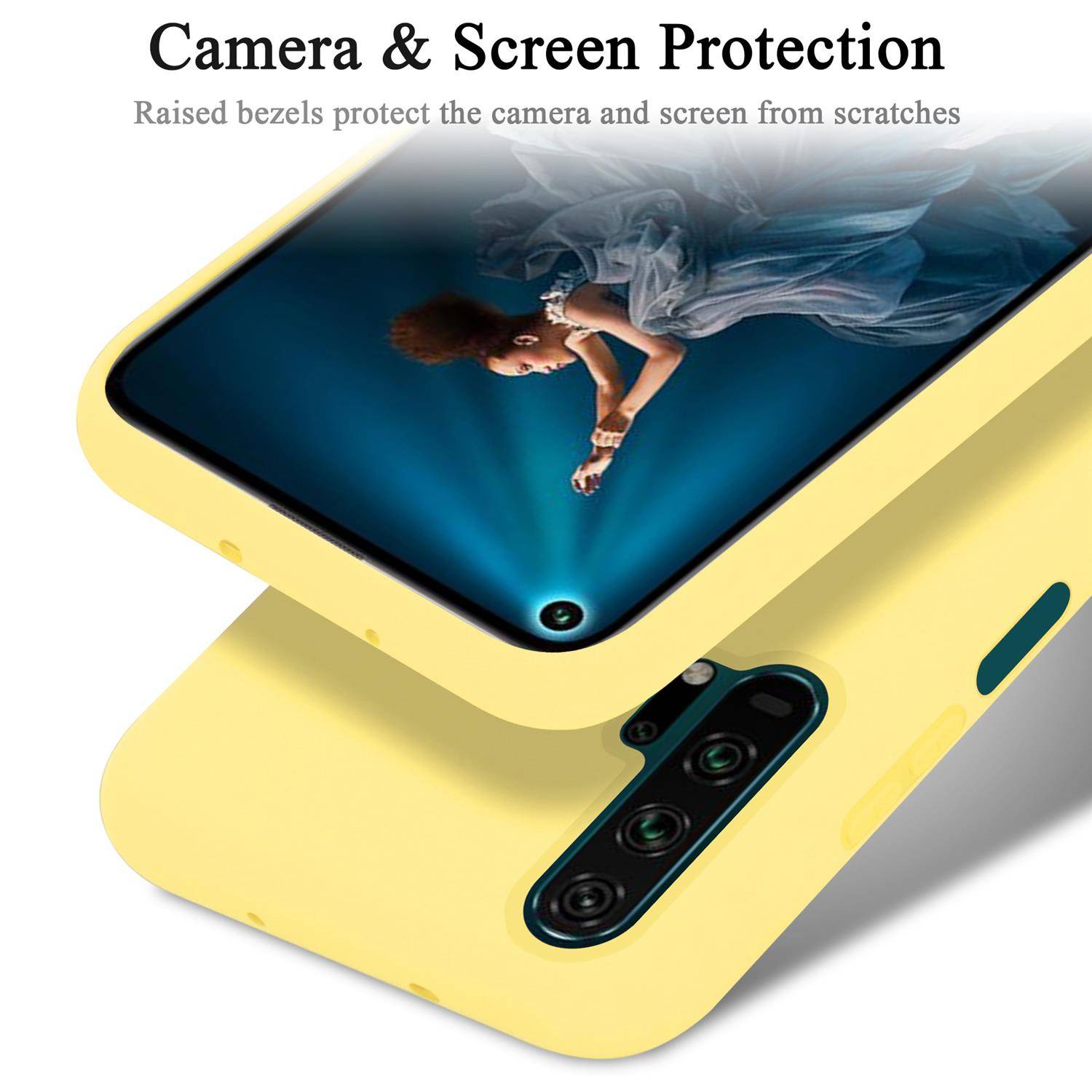 Cadorabo Schutzhülle für Honor 20 PRO Hülle in Gelb Handyhülle Case Cover TPU Etui