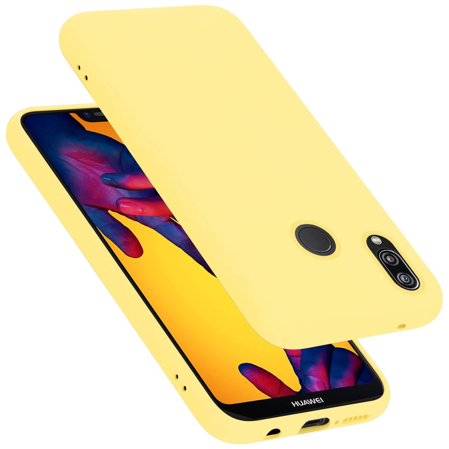 Cadorabo Schutzhülle für Huawei P20 LITE 2018 / NOVA 3E Hülle in Gelb Handyhülle Case Cover TPU Etui