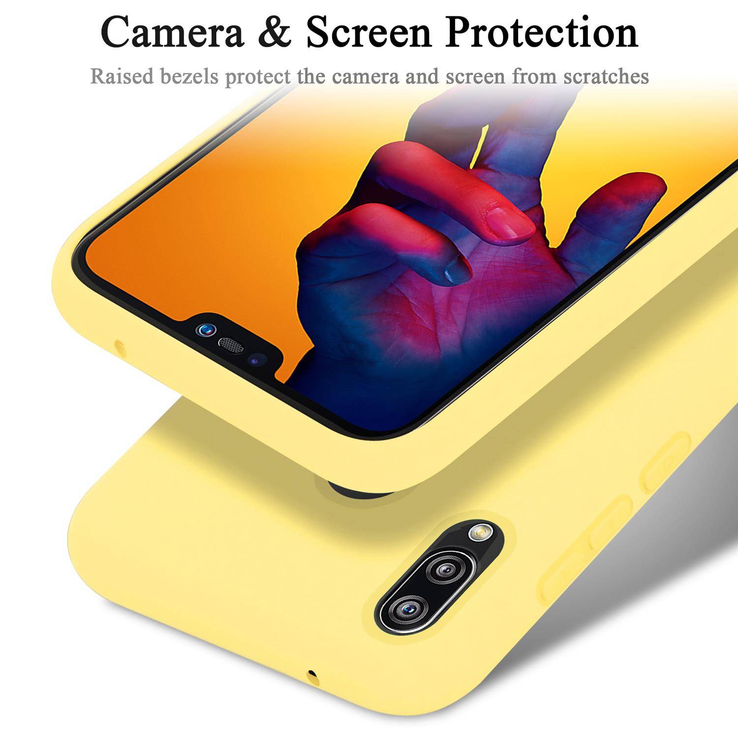 Cadorabo Schutzhülle für Huawei P20 LITE 2018 / NOVA 3E Hülle in Gelb Handyhülle Case Cover TPU Etui