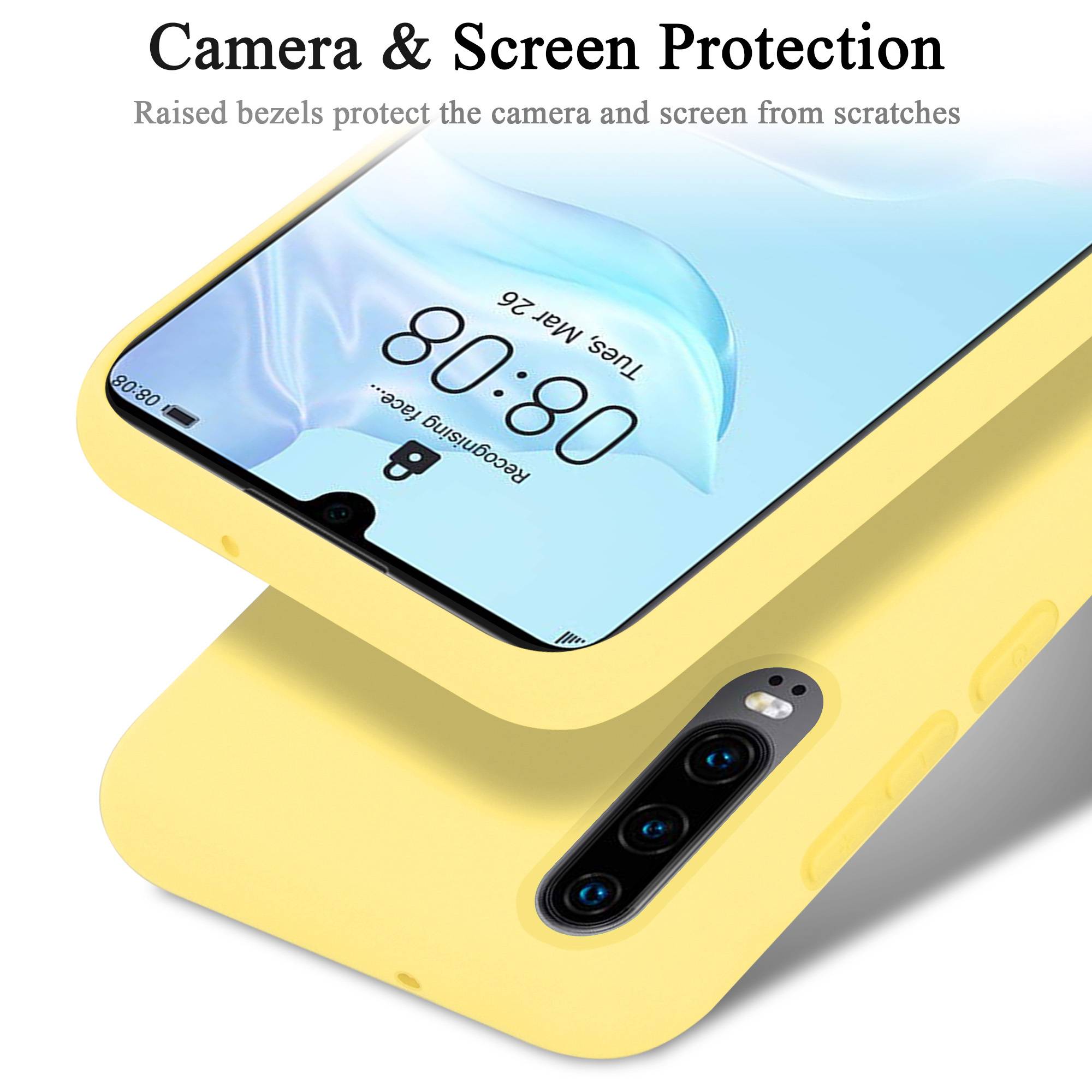 Cadorabo Schutzhülle für Huawei P30 Hülle in Gelb Handyhülle Case Cover TPU Etui