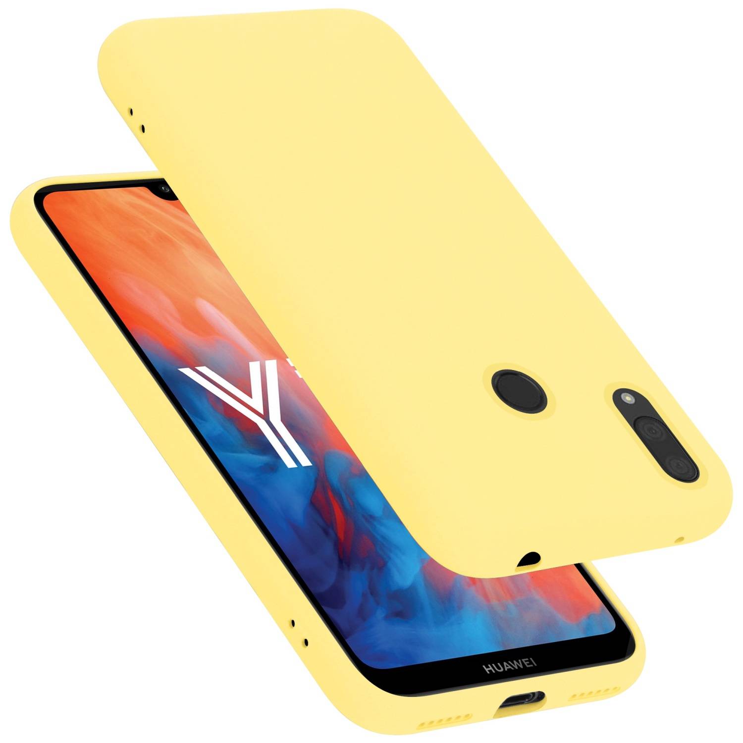 Cadorabo Schutzhülle für Huawei Y7 2019 / Y7 PRIME 2019 Hülle in Gelb Handyhülle Case Cover TPU Etui