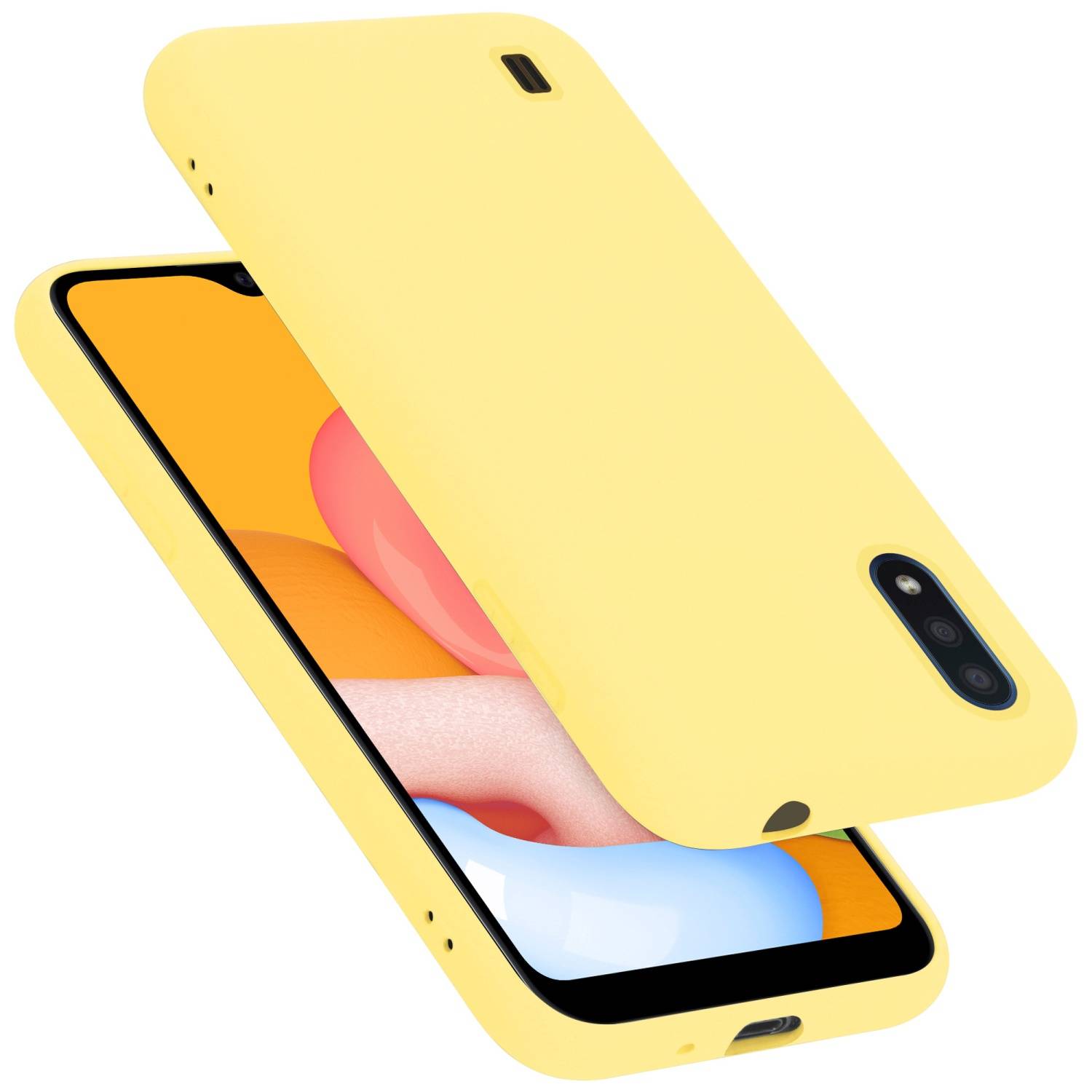 Cadorabo Schutzhülle für Samsung Galaxy A01 Hülle in Gelb Handyhülle Case Cover TPU Etui