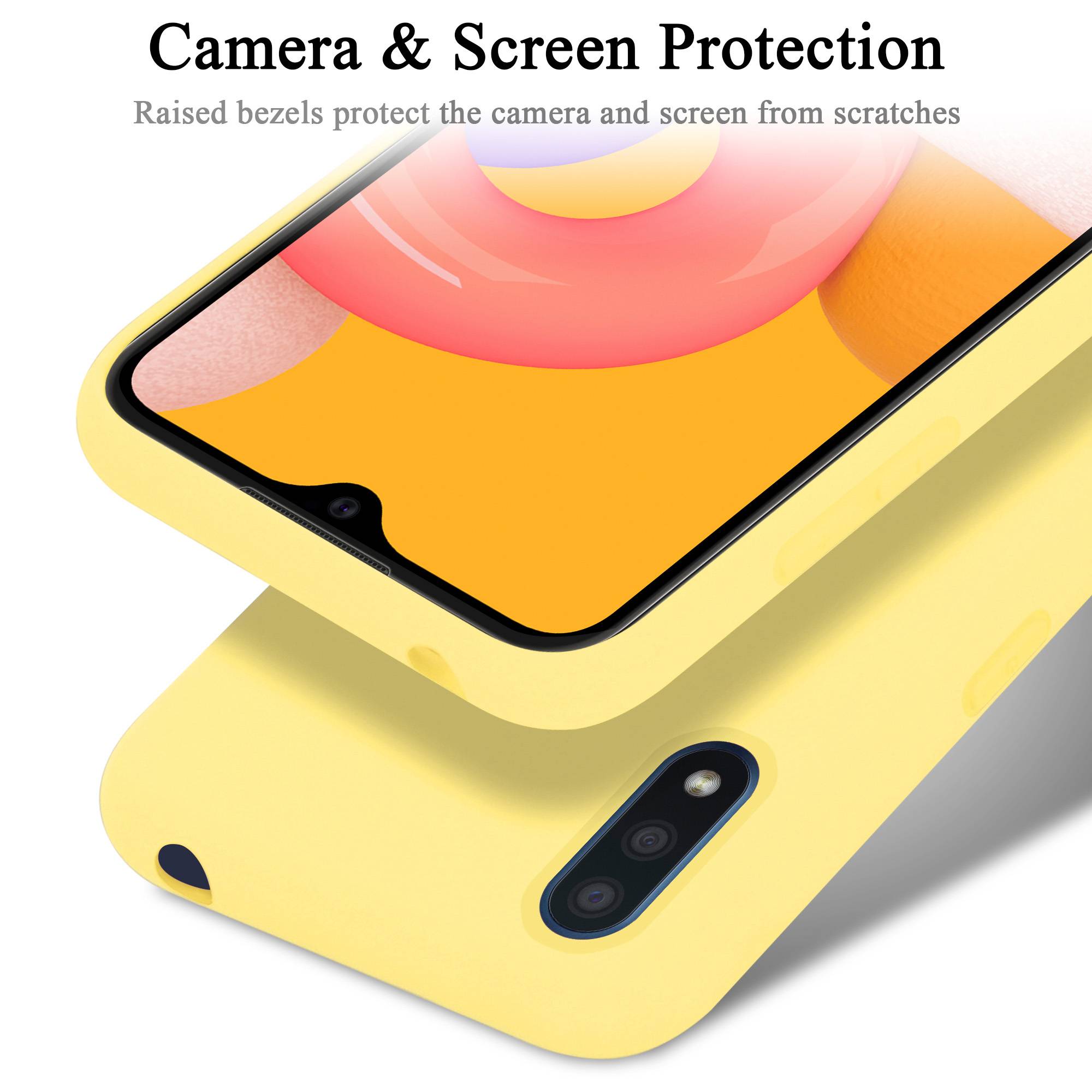 Cadorabo Schutzhülle für Samsung Galaxy A01 Hülle in Gelb Handyhülle Case Cover TPU Etui