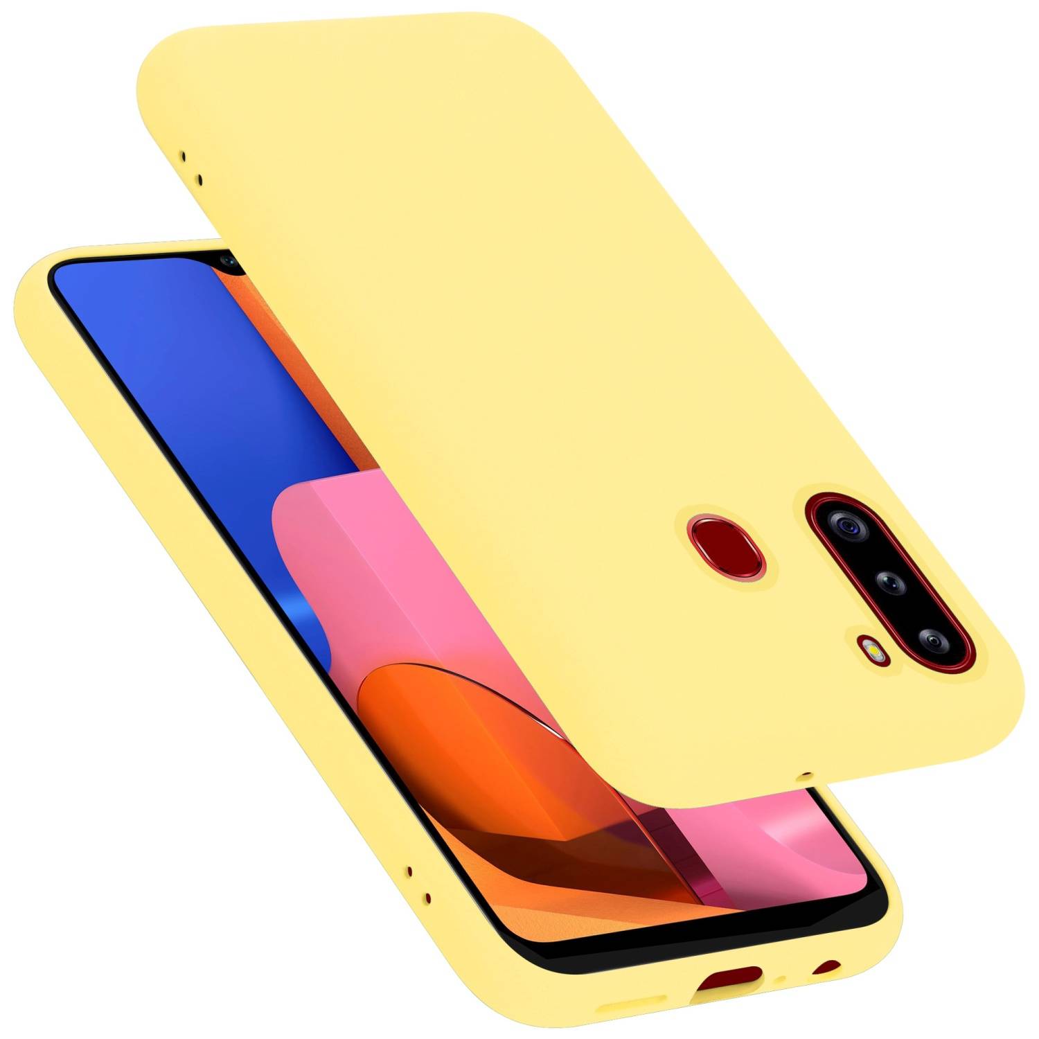 Cadorabo Schutzhülle für Samsung Galaxy A21 Hülle in Gelb Handyhülle Case Cover TPU Etui