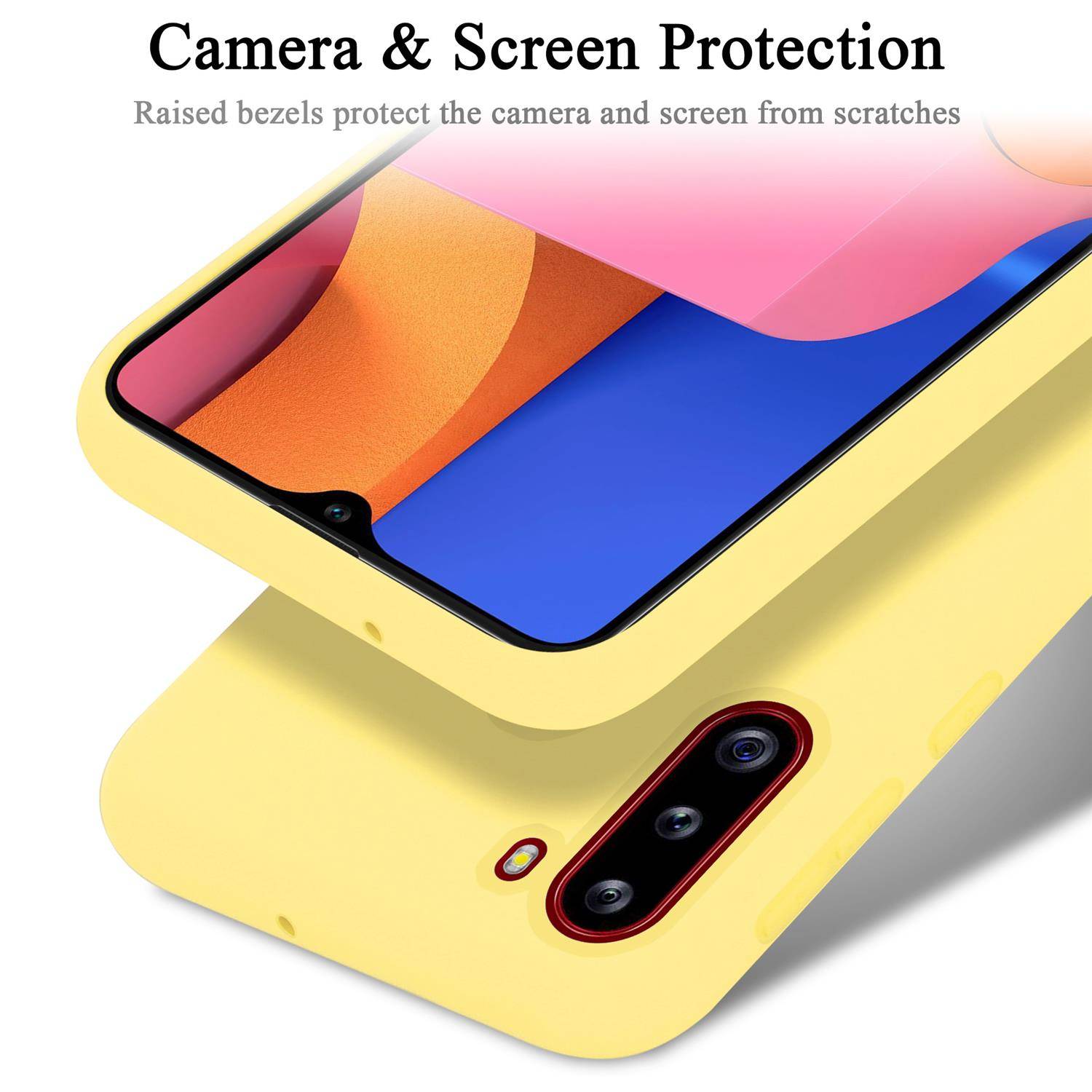 Cadorabo Schutzhülle für Samsung Galaxy A21 Hülle in Gelb Handyhülle Case Cover TPU Etui