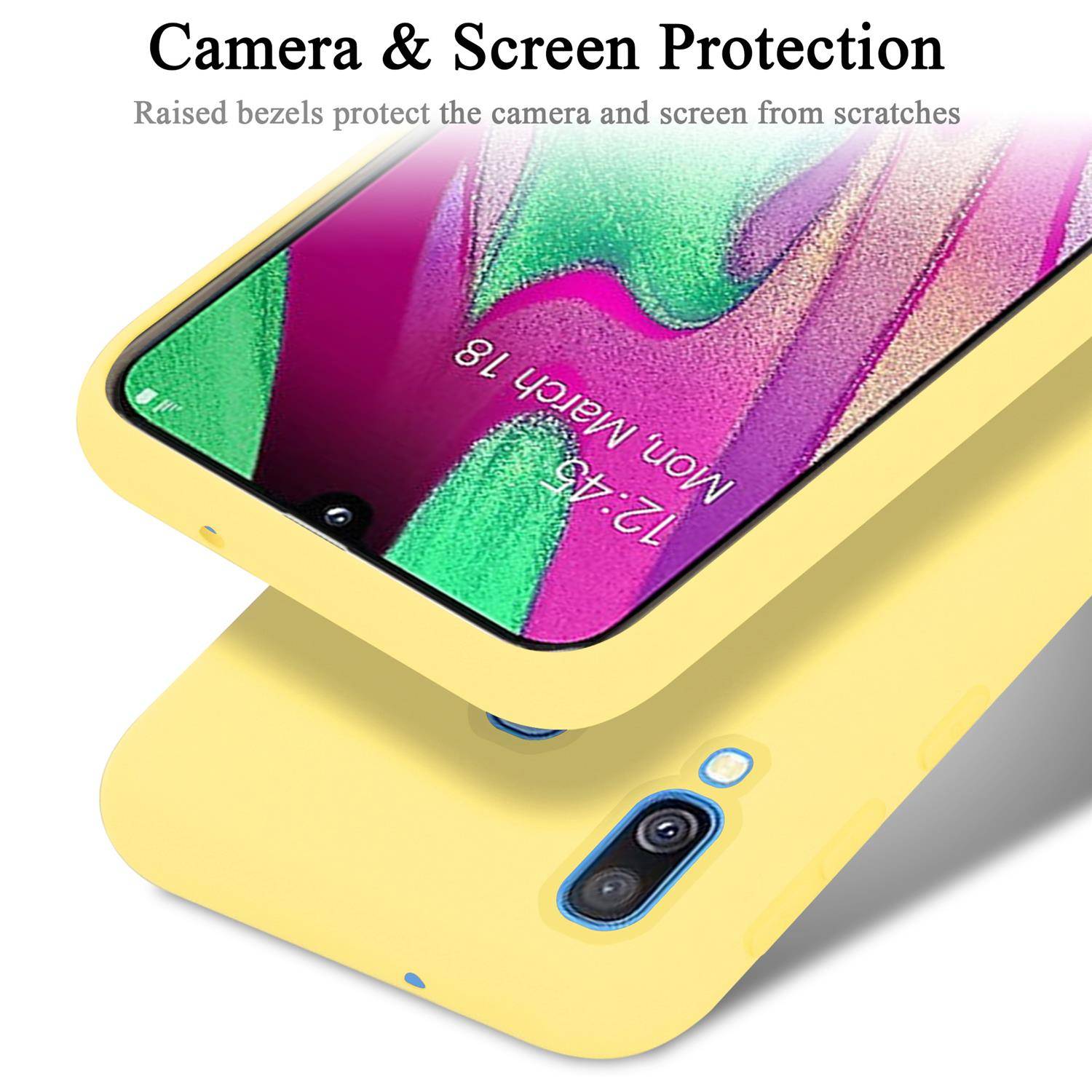 Cadorabo Schutzhülle für Samsung Galaxy A40 Hülle in Gelb Handyhülle Case Cover TPU Etui