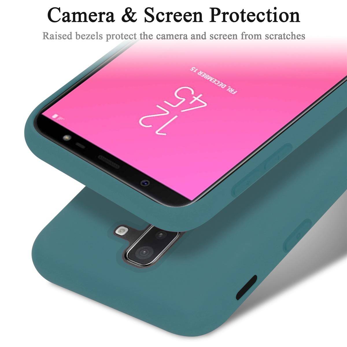 Cadorabo Schutzhülle für Samsung Galaxy A6 PLUS 2018 Hülle in Grün Handyhülle Case Cover TPU Etui