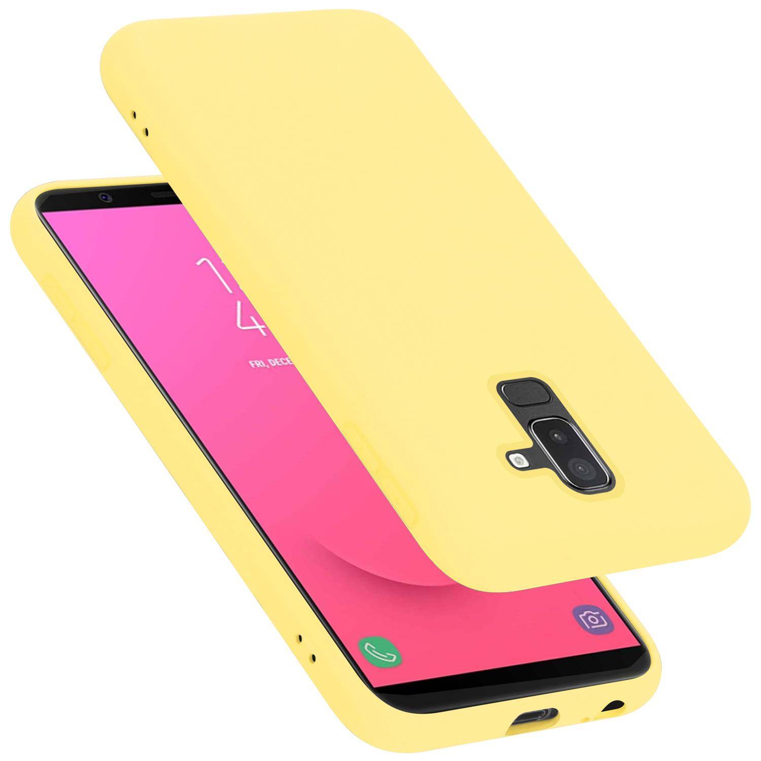 Cadorabo Schutzhülle für Samsung Galaxy A6 PLUS 2018 Hülle in Gelb Handyhülle Case Cover TPU Etui