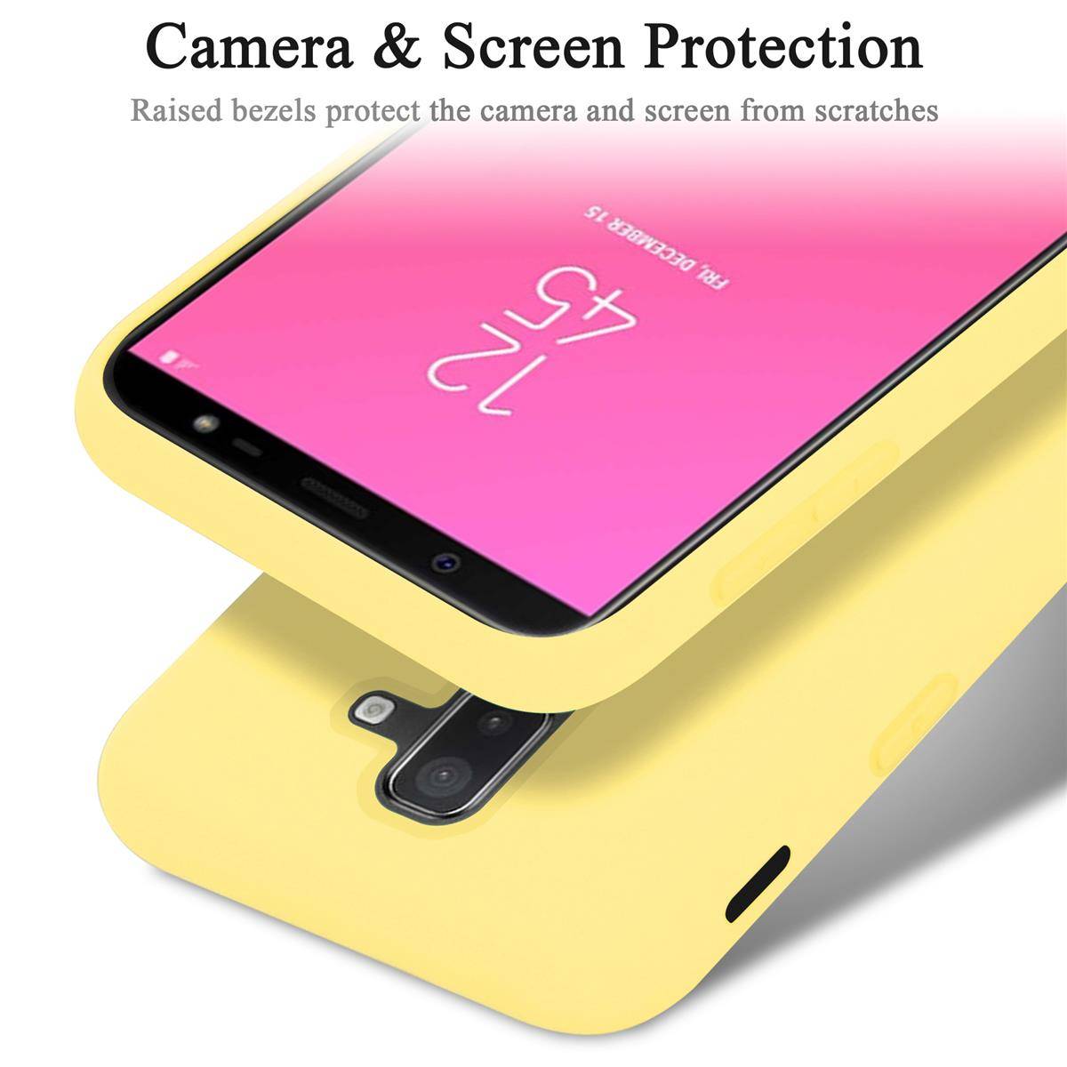 Cadorabo Schutzhülle für Samsung Galaxy A6 PLUS 2018 Hülle in Gelb Handyhülle Case Cover TPU Etui