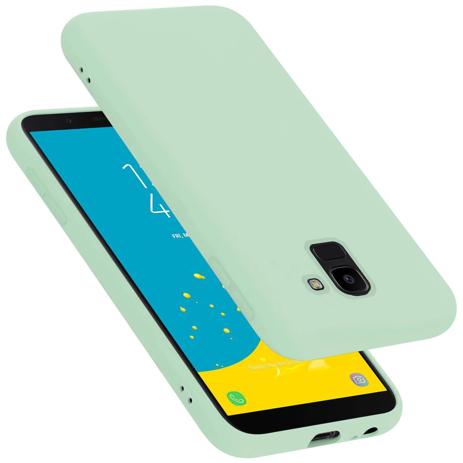 Cadorabo Schutzhülle für Samsung Galaxy J6 2018 Hülle in Grün Handyhülle Case Cover TPU Etui