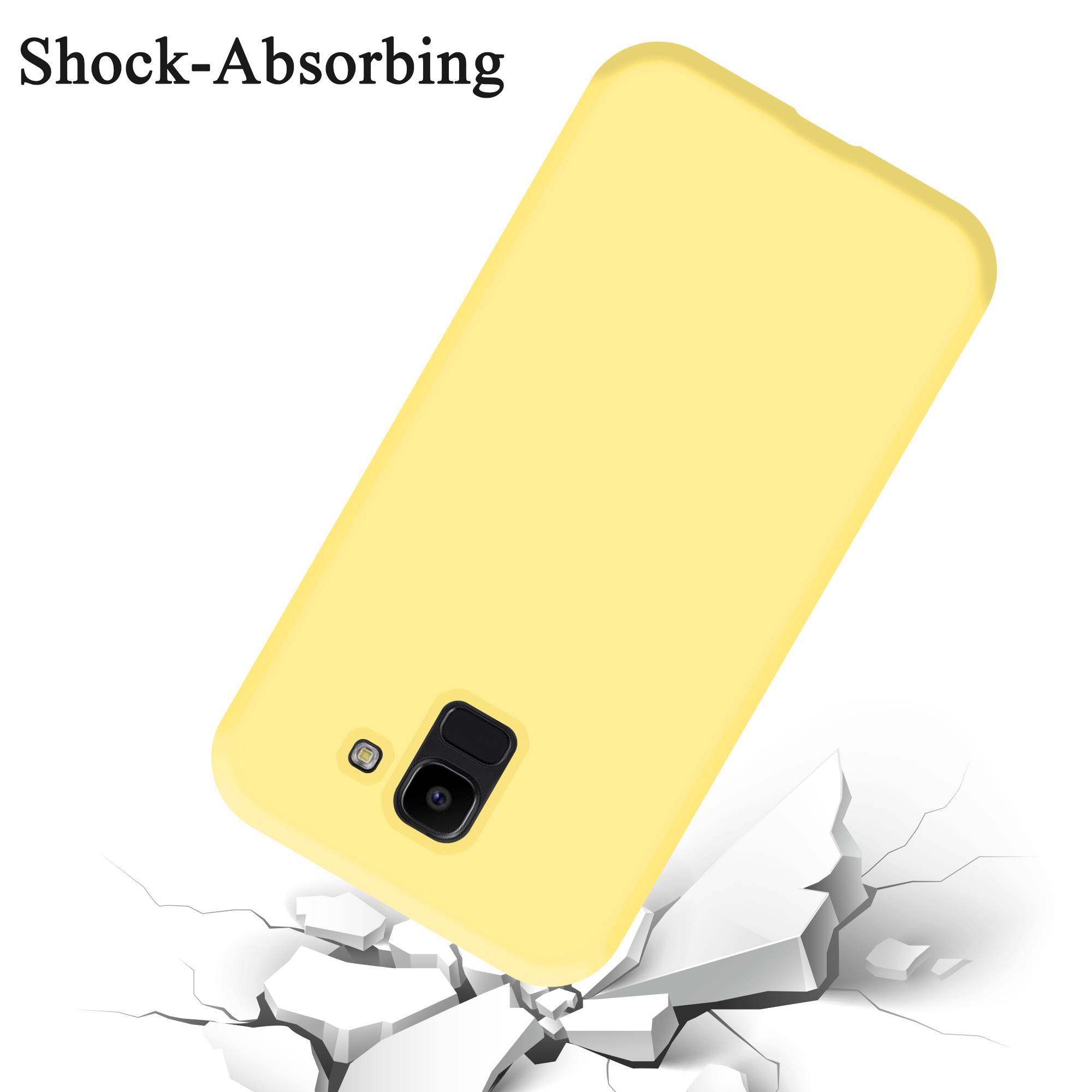 Cadorabo Schutzhülle für Samsung Galaxy J6 2018 Hülle in Gelb Handyhülle Case Cover TPU Etui