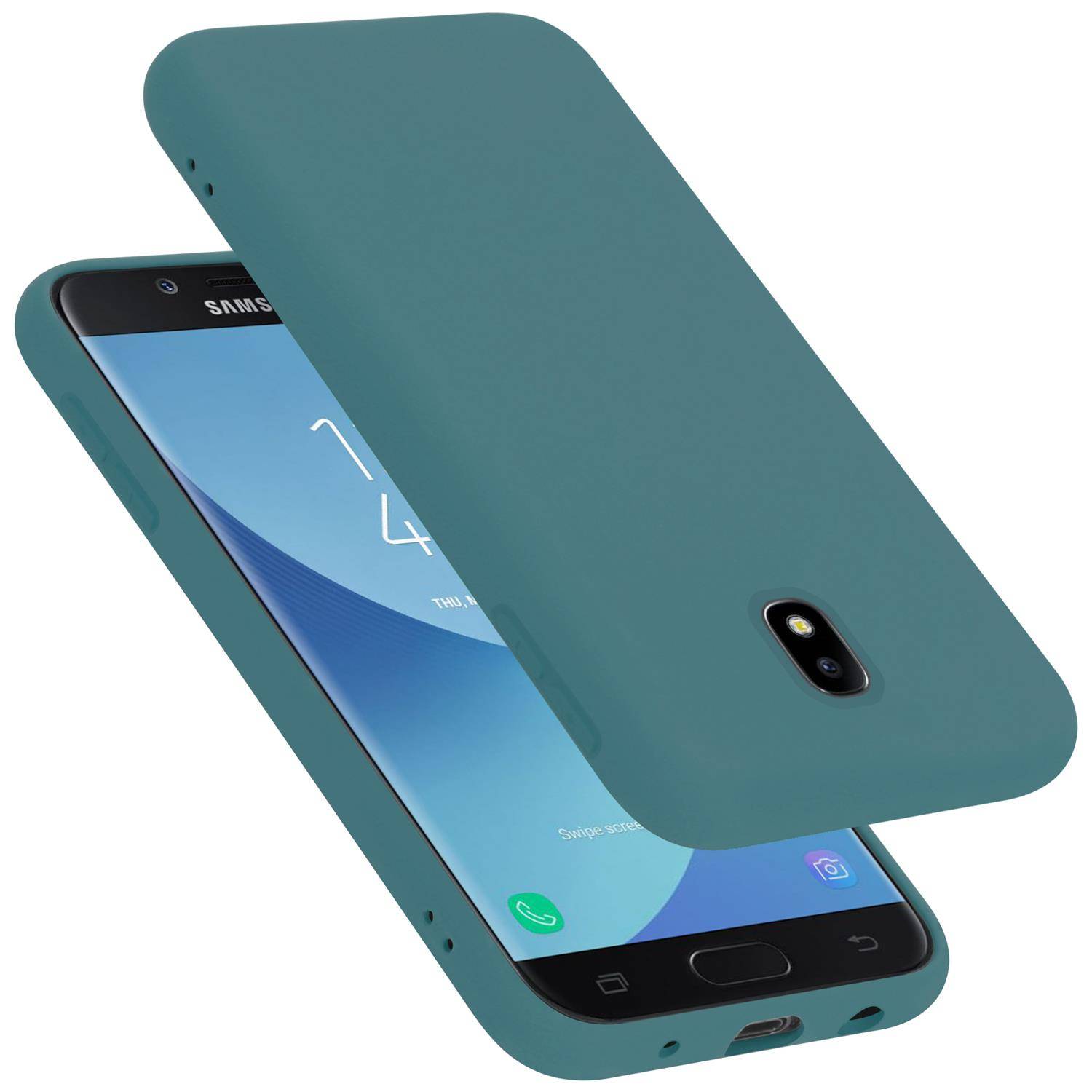 Cadorabo Schutzhülle für Samsung Galaxy J7 2017 Hülle in Grün Handyhülle Case Cover TPU Etui