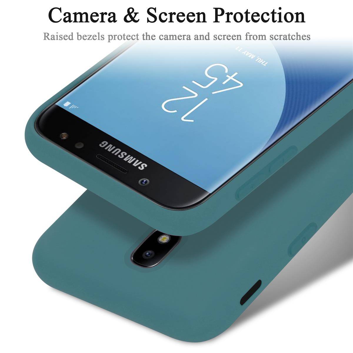 Cadorabo Schutzhülle für Samsung Galaxy J7 2017 Hülle in Grün Handyhülle Case Cover TPU Etui