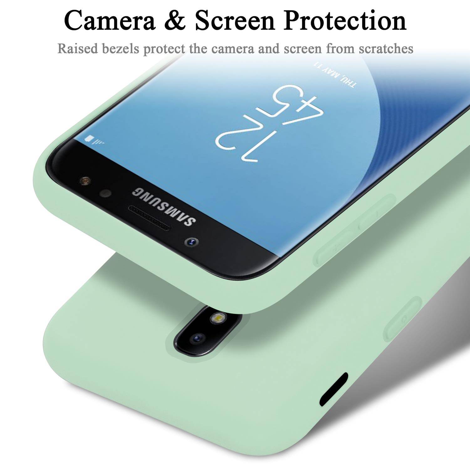 Cadorabo Schutzhülle für Samsung Galaxy J7 2017 Hülle in Grün Handyhülle Case Cover TPU Etui