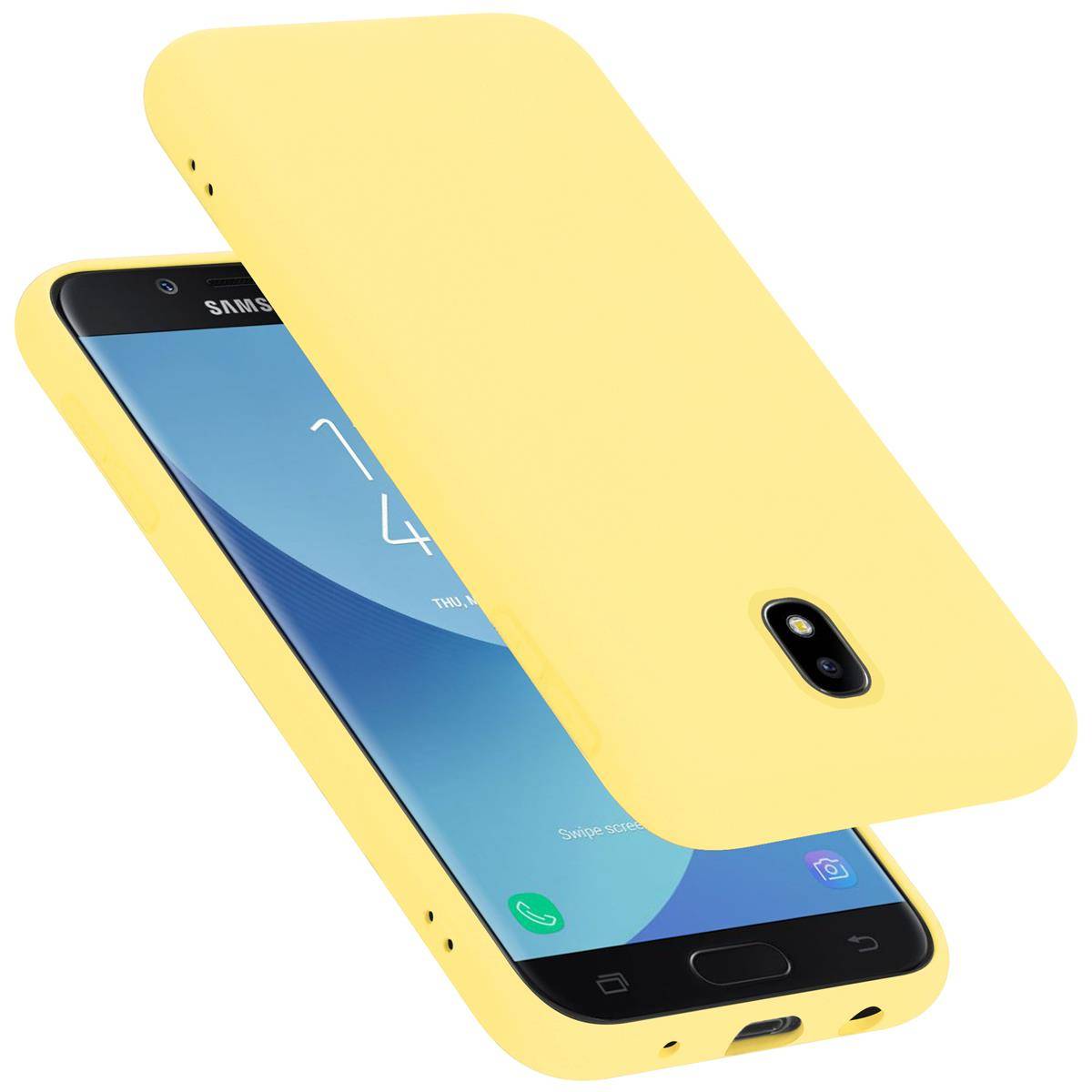 Cadorabo Schutzhülle für Samsung Galaxy J7 2017 Hülle in Gelb Handyhülle Case Cover TPU Etui