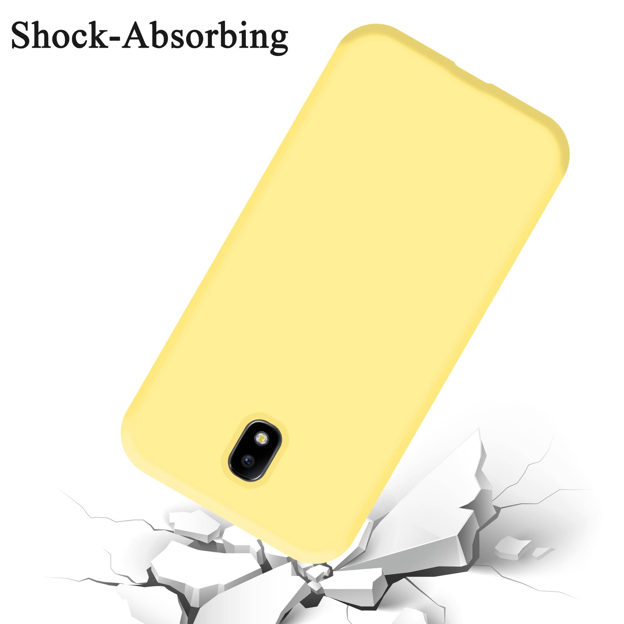 Cadorabo Schutzhülle für Samsung Galaxy J7 2017 Hülle in Gelb Handyhülle Case Cover TPU Etui
