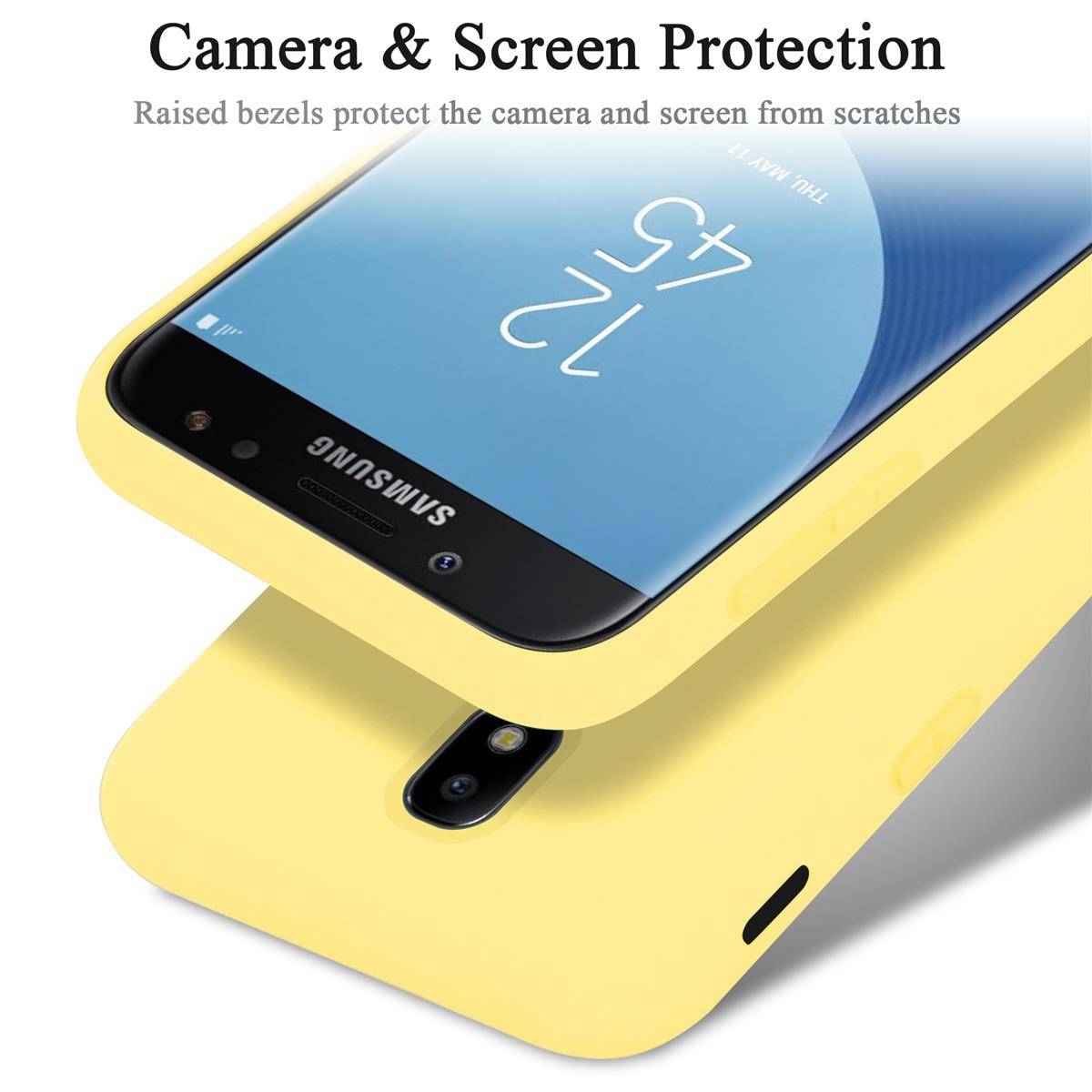 Cadorabo Schutzhülle für Samsung Galaxy J7 2017 Hülle in Gelb Handyhülle Case Cover TPU Etui