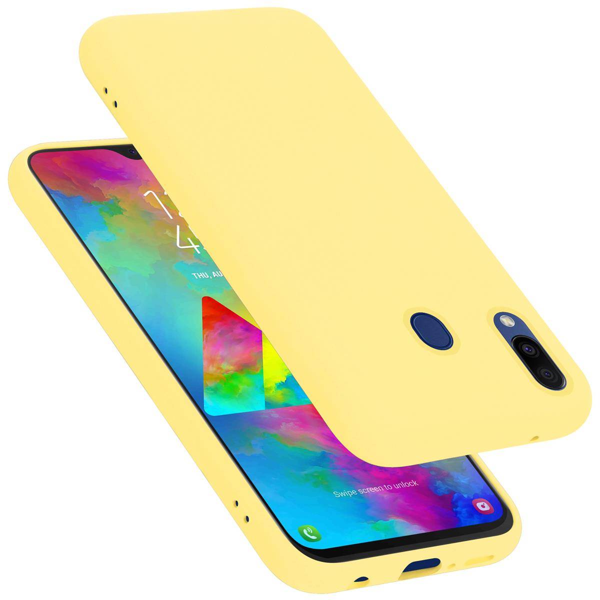 Cadorabo Schutzhülle für Samsung Galaxy M20 Hülle in Gelb Handyhülle Case Cover TPU Etui