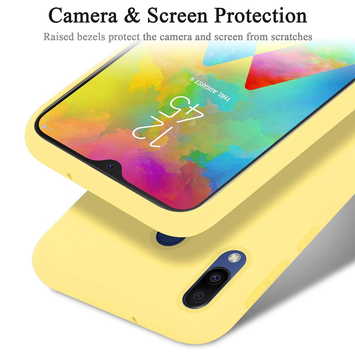 Cadorabo Schutzhülle für Samsung Galaxy M20 Hülle in Gelb Handyhülle Case Cover TPU Etui