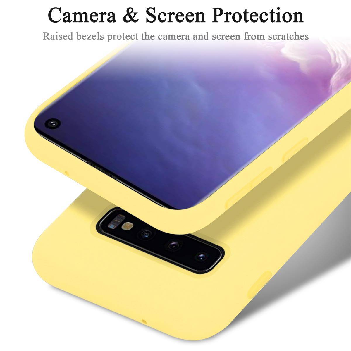 Cadorabo Schutzhülle für Samsung Galaxy S10 4G Hülle in Gelb Handyhülle Case Cover TPU Etui