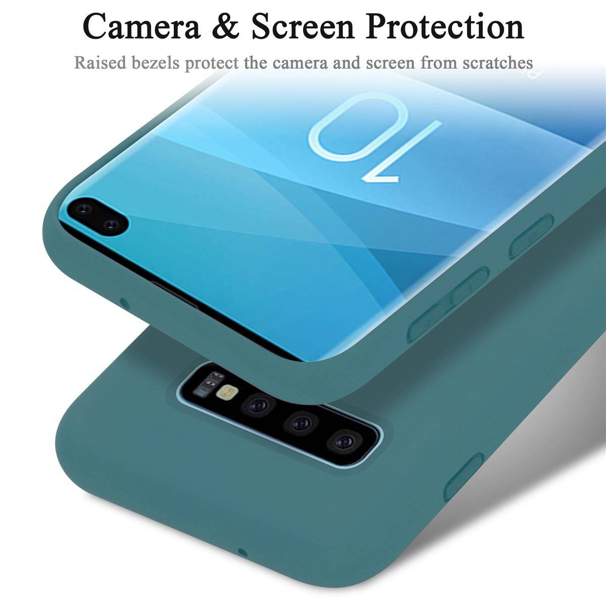 Cadorabo Schutzhülle für Samsung Galaxy S10 PLUS Hülle in Grün Handyhülle Case Cover TPU Etui