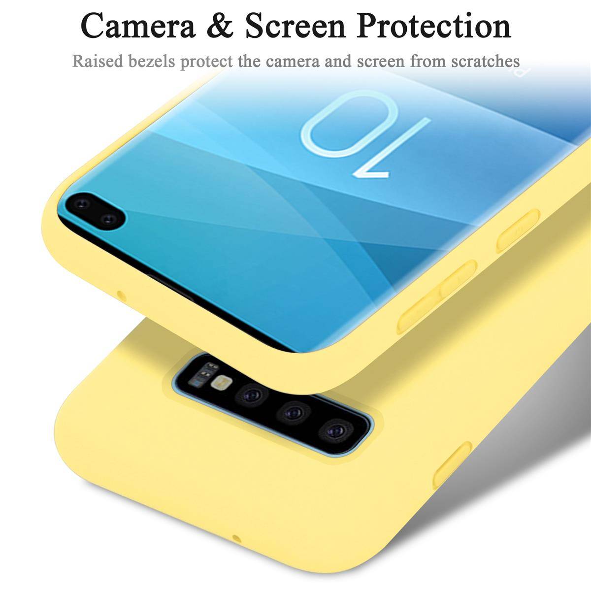 Cadorabo Schutzhülle für Samsung Galaxy S10 PLUS Hülle in Gelb Handyhülle Case Cover TPU Etui