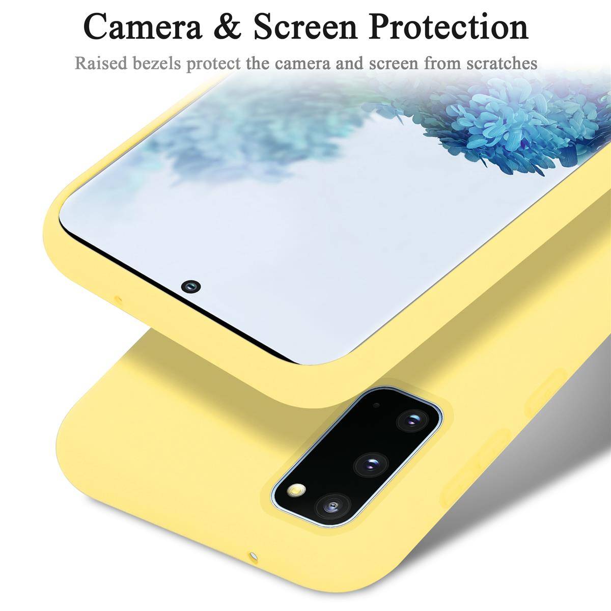 Cadorabo Schutzhülle für Samsung Galaxy S20 Hülle in Gelb Handyhülle Case Cover TPU Etui