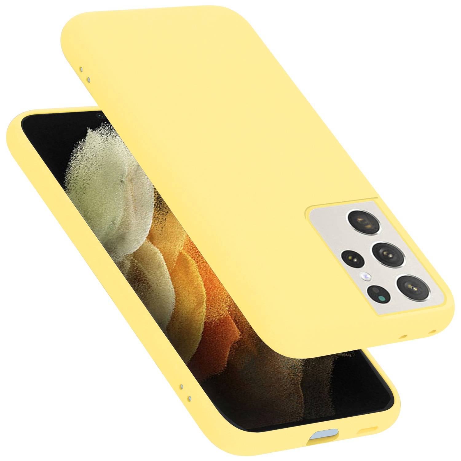 Cadorabo Schutzhülle für Samsung Galaxy S21 ULTRA Hülle in Gelb Handyhülle Case Cover TPU Etui